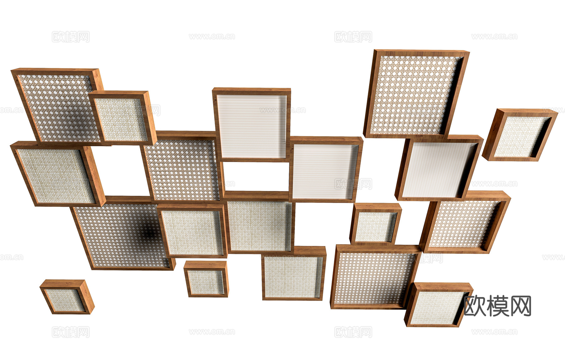 现代吊顶构件 吊顶装饰 编织吊顶 木方格吊顶su模型