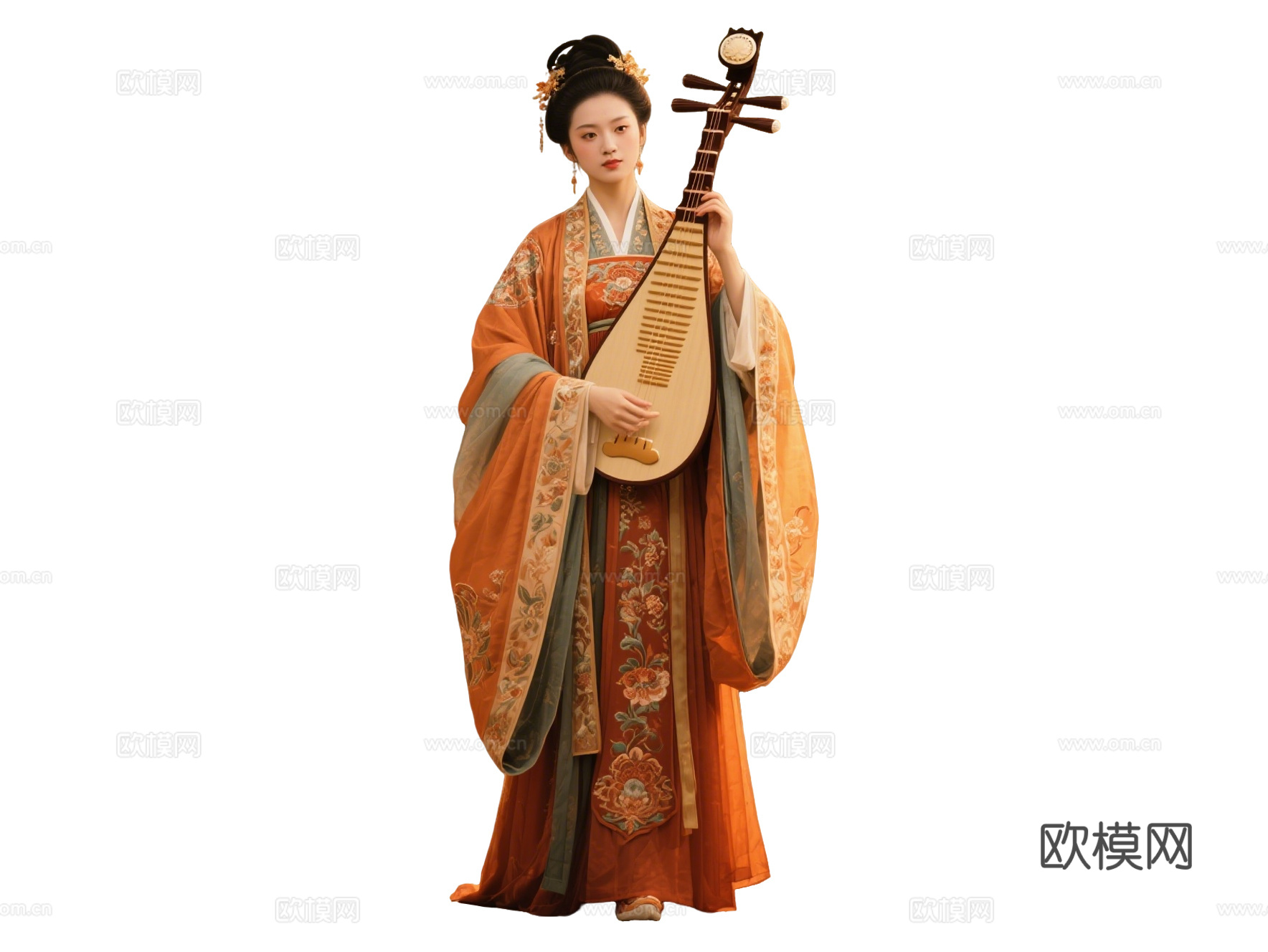 PS免抠古装女子 宫廷乐师 古装乐师 古装弹琵琶 影视剧角色下载