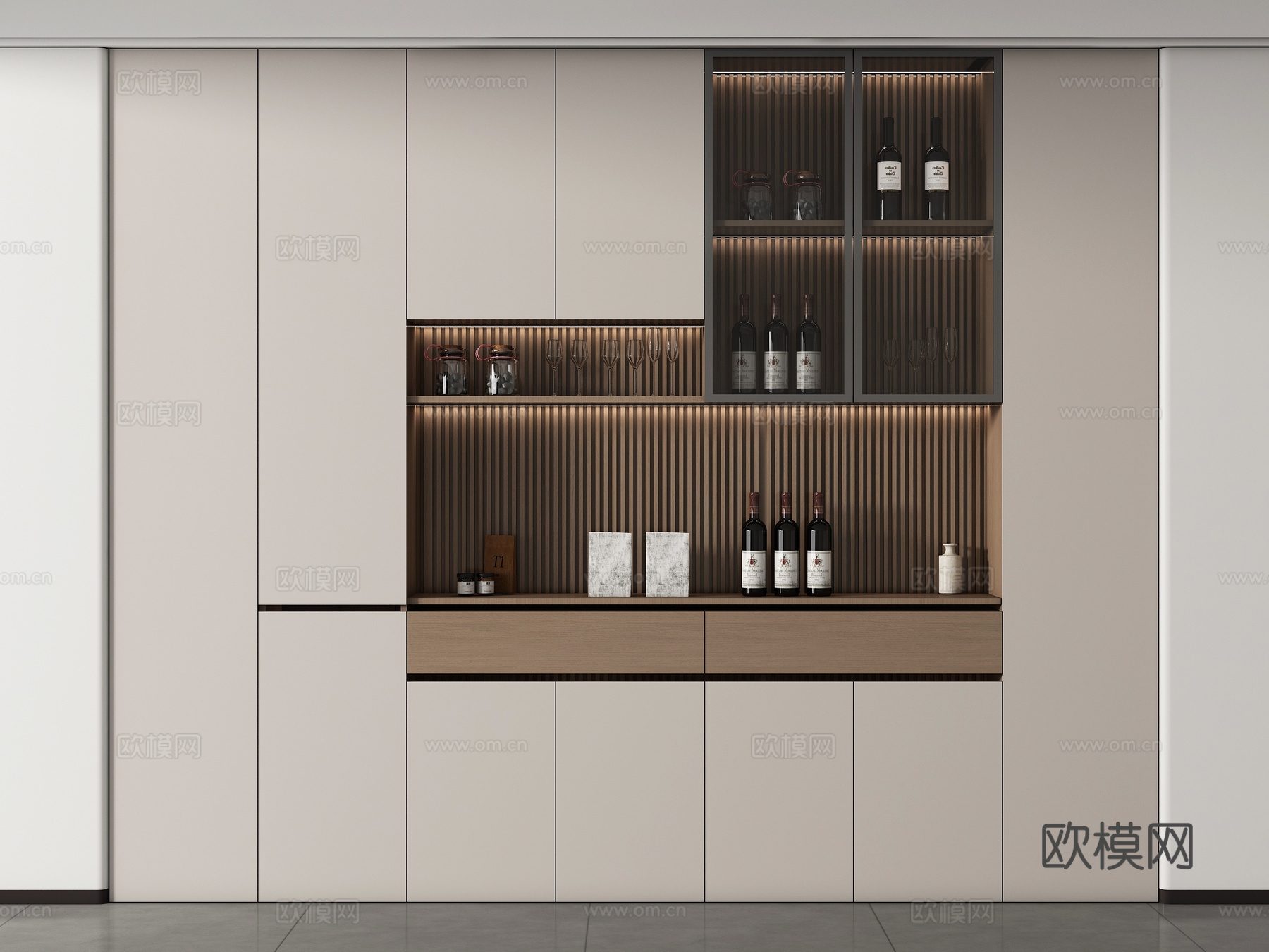 现代酒柜 餐边柜 储物柜 背景柜  装饰柜su模型