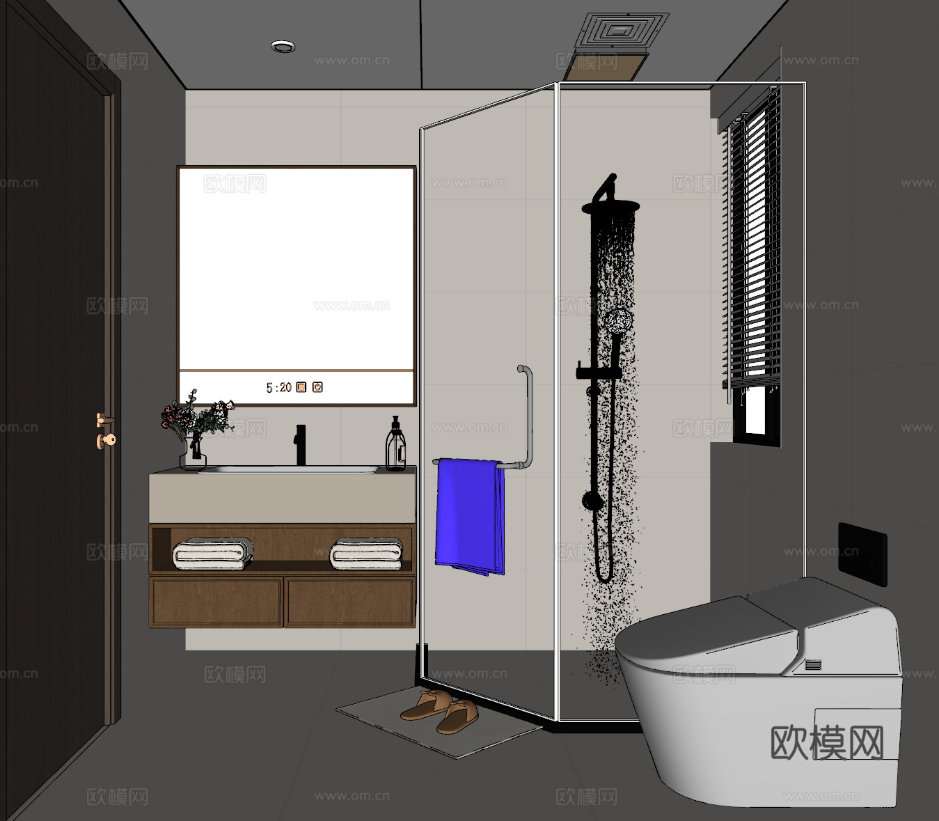 中古风卫生间su模型