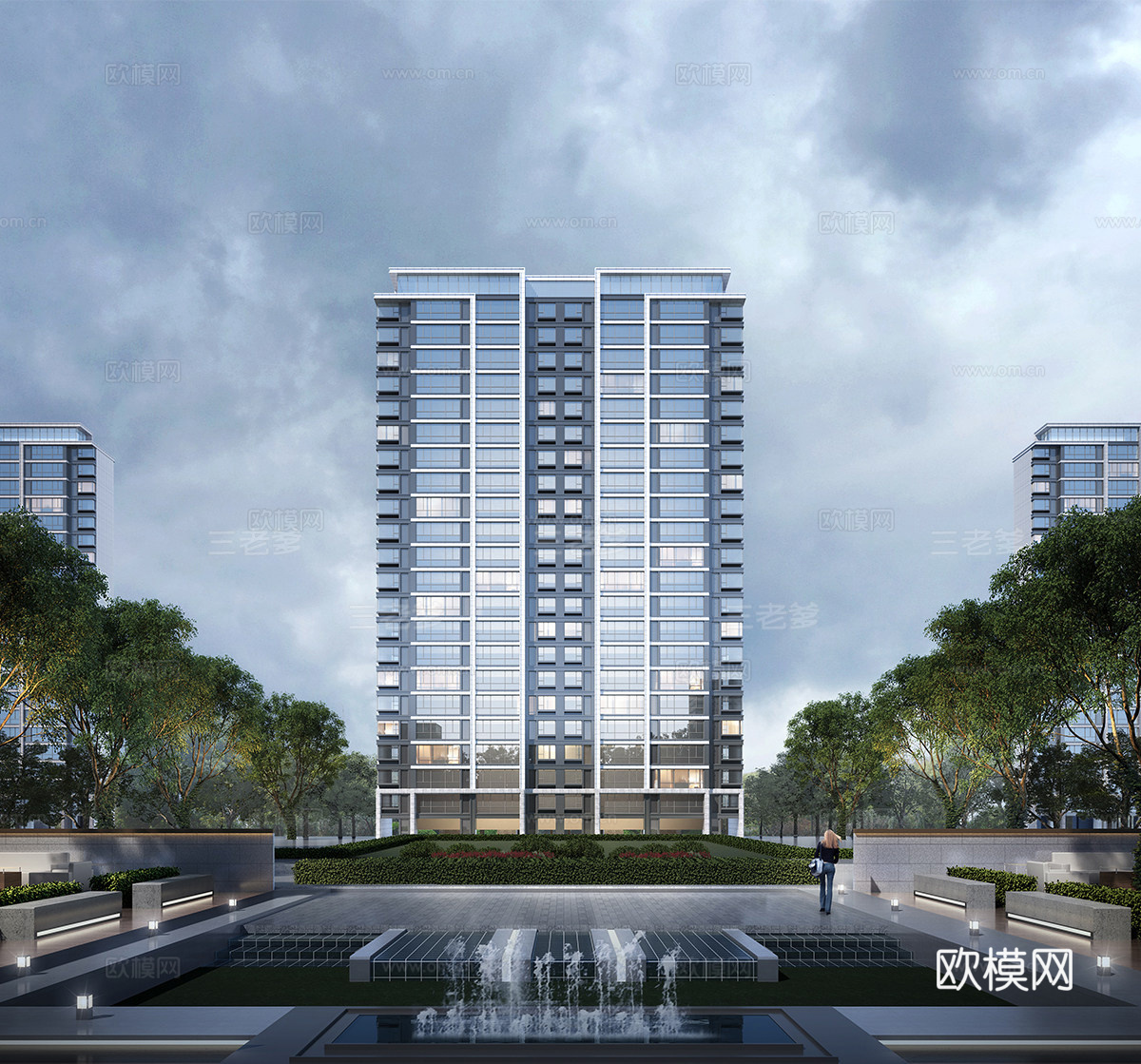 现代高层住宅  小区住宅建筑su模型