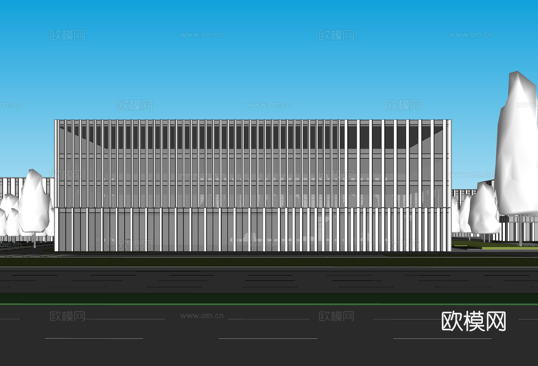 现代工业厂房 现代产业园 多层办公 厂房 产 产业园 办公楼su模型