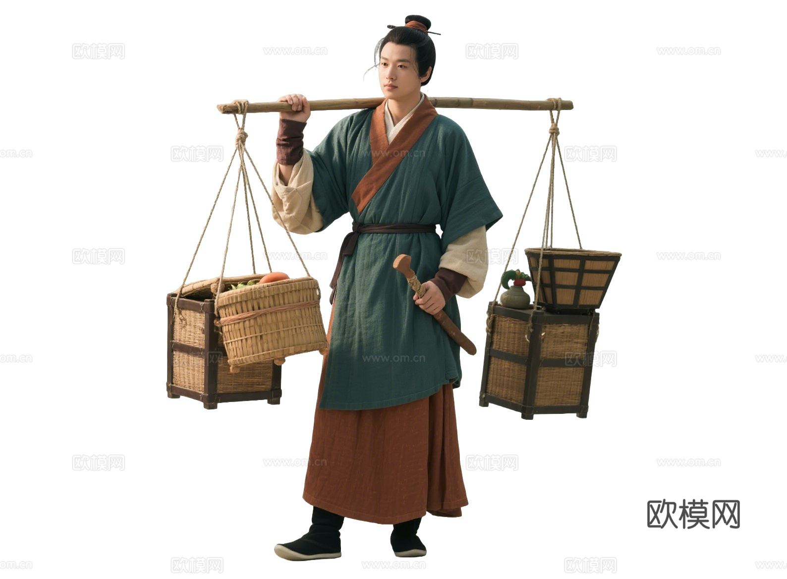 PS免抠古装人物 古代男子 古代货郎 古装没卖货郎 古代小商