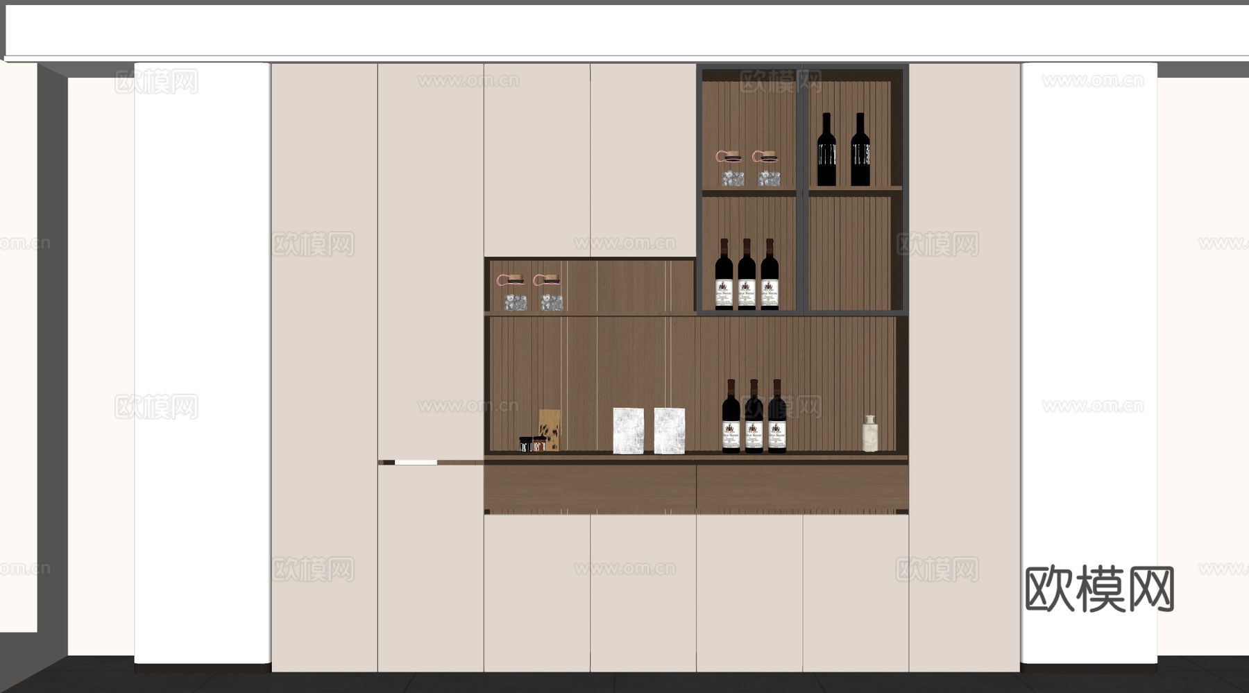 现代酒柜 餐边柜 储物柜 背景柜  装饰柜su模型