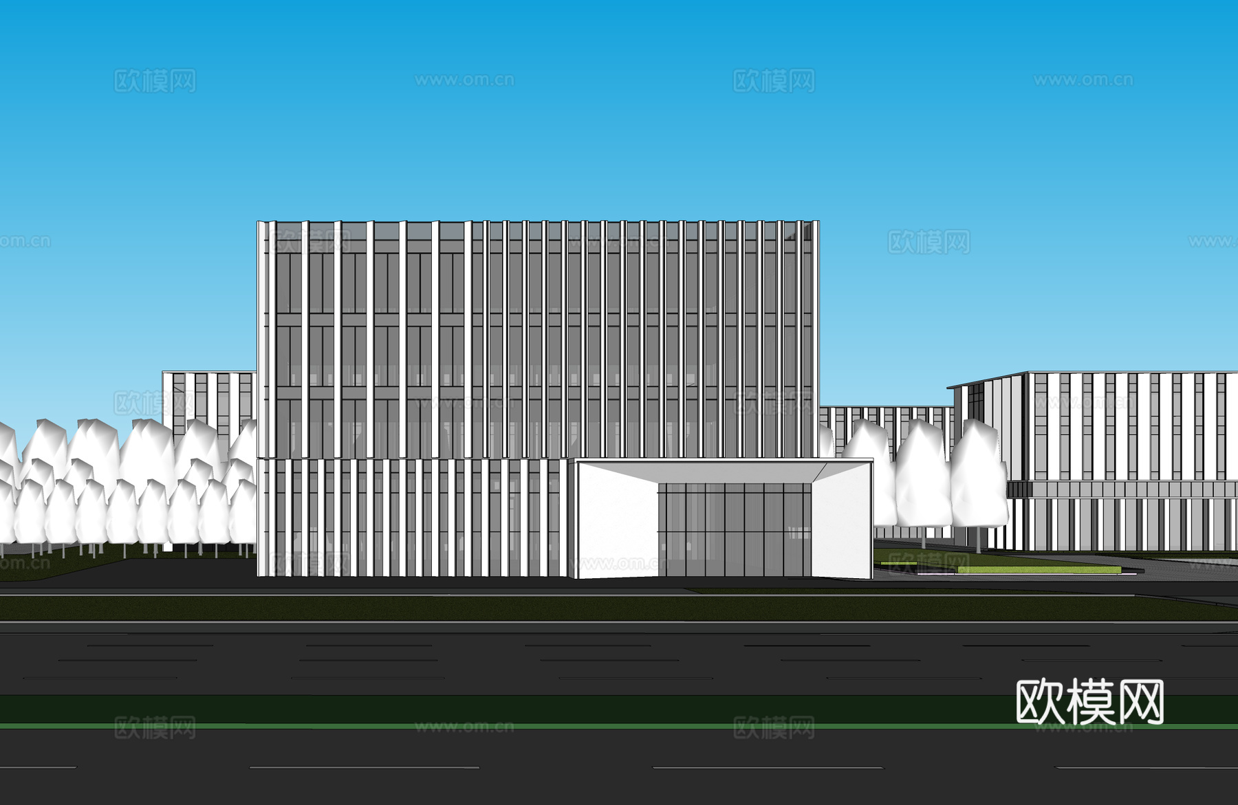 现代工业厂房 现代产业园 多层办公 厂房 产 产业园 办公楼su模型