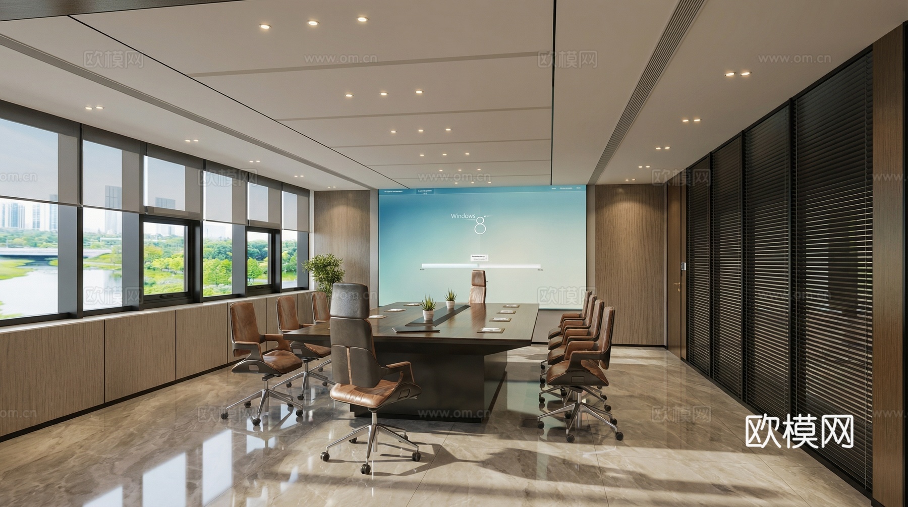 现代网红会议室su模型