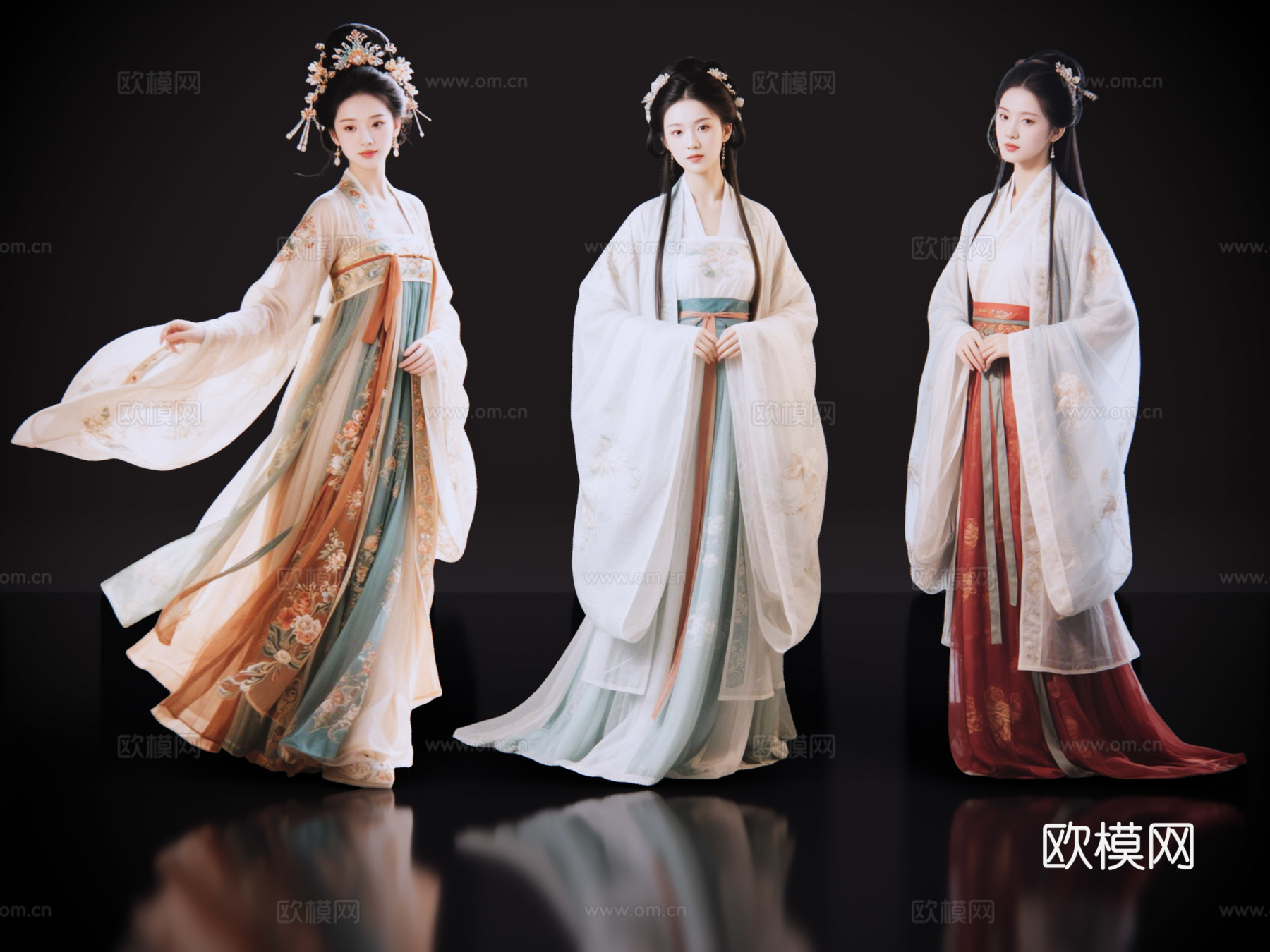 2D古装人物 古装美女 古代优伶 古装戏子 古典美人 古装人su模型