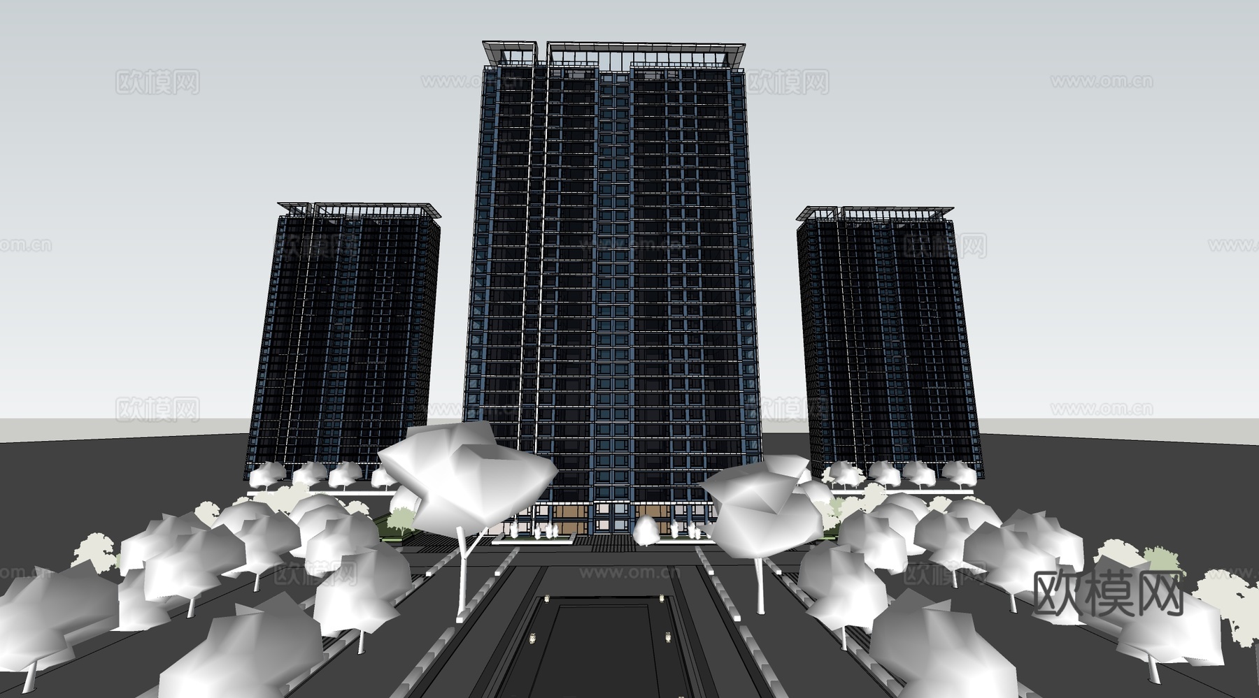 现代高层住宅  小区住宅建筑 公建建筑su模型