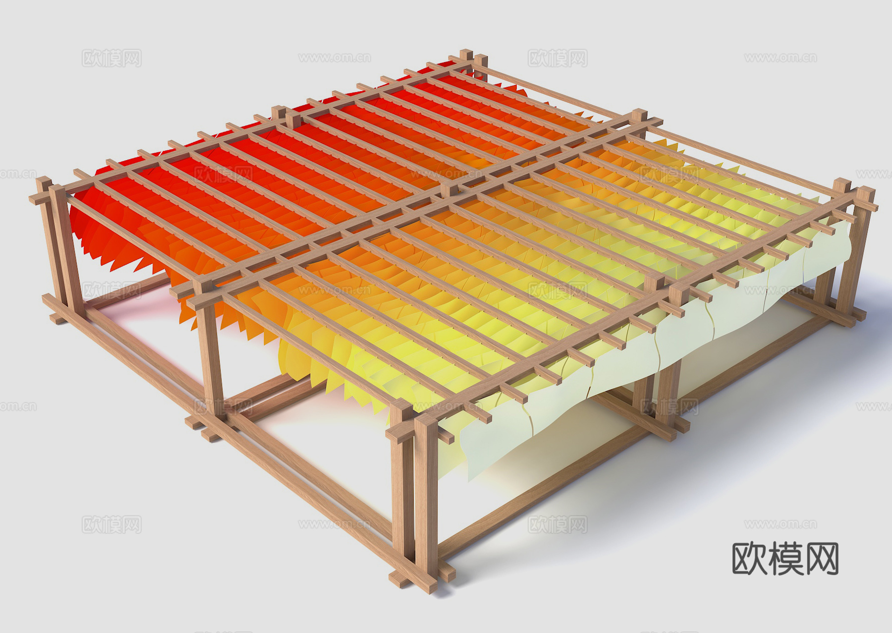 景观廊架 彩色吊顶 艺空间廊架 异形顶廊架 彩色纹理纸吊顶su模型