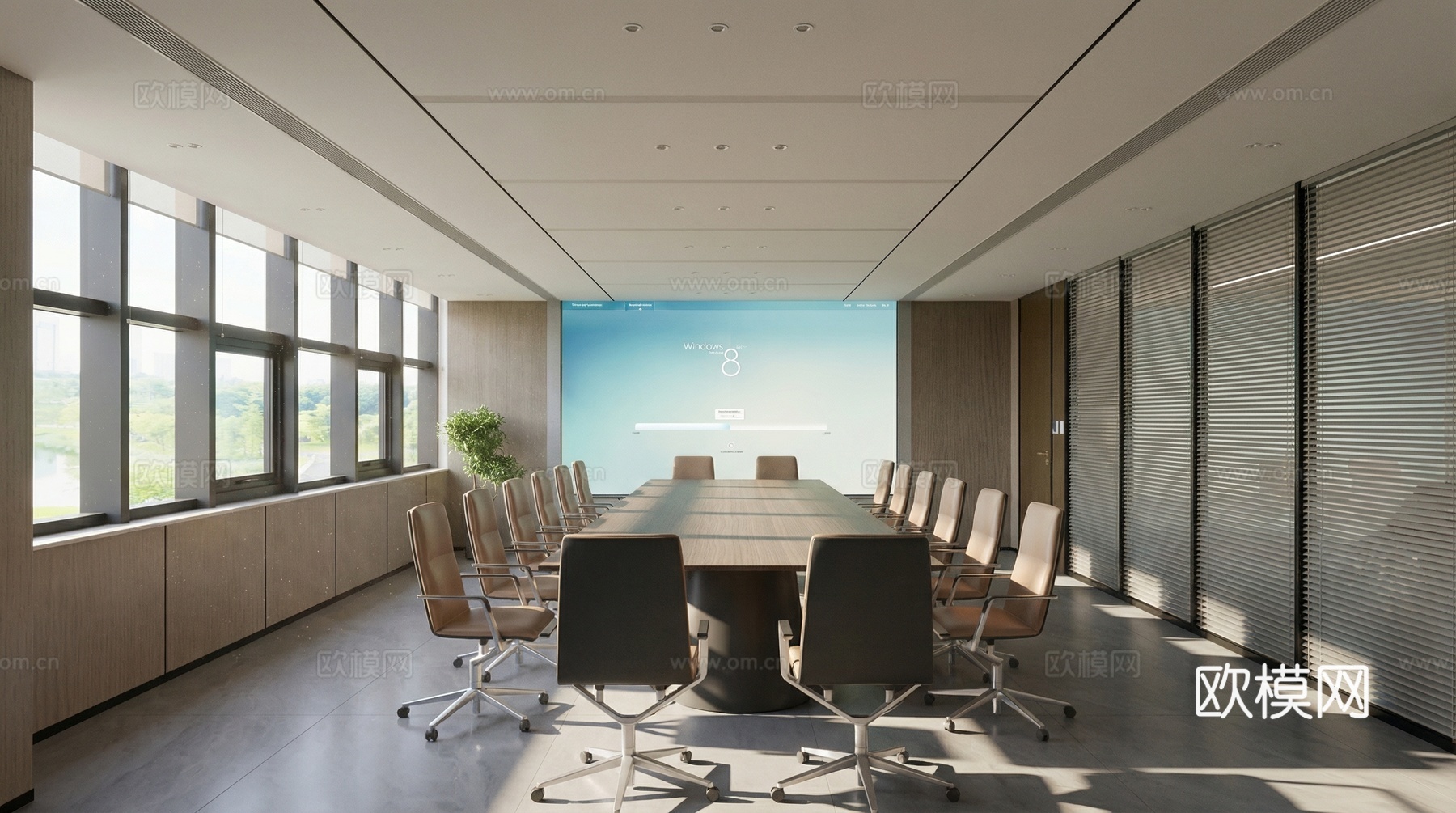 现代会议室su模型