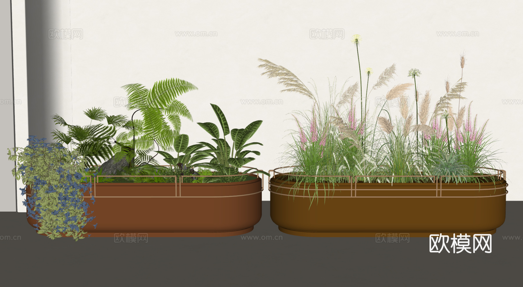 花箱 花池 花坛 植物堆 绿植 植物造景 户外花箱 造景 景su模型