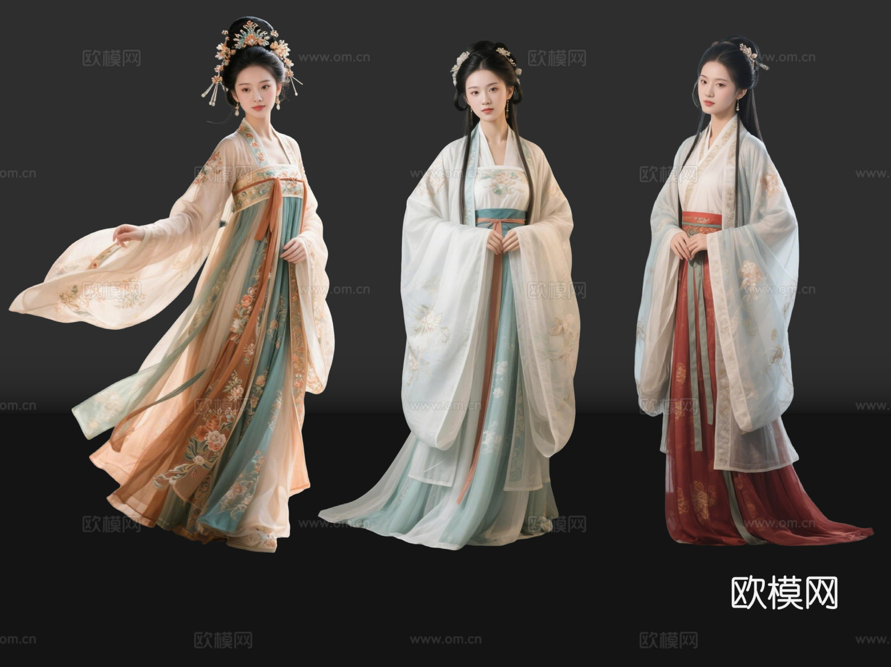 2D古装人物 古装美女 古代优伶 古装戏子 古典美人 古装人su模型