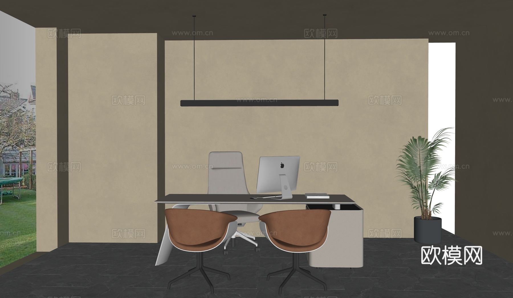 现代办公室工业风办公室独立办公室su模型