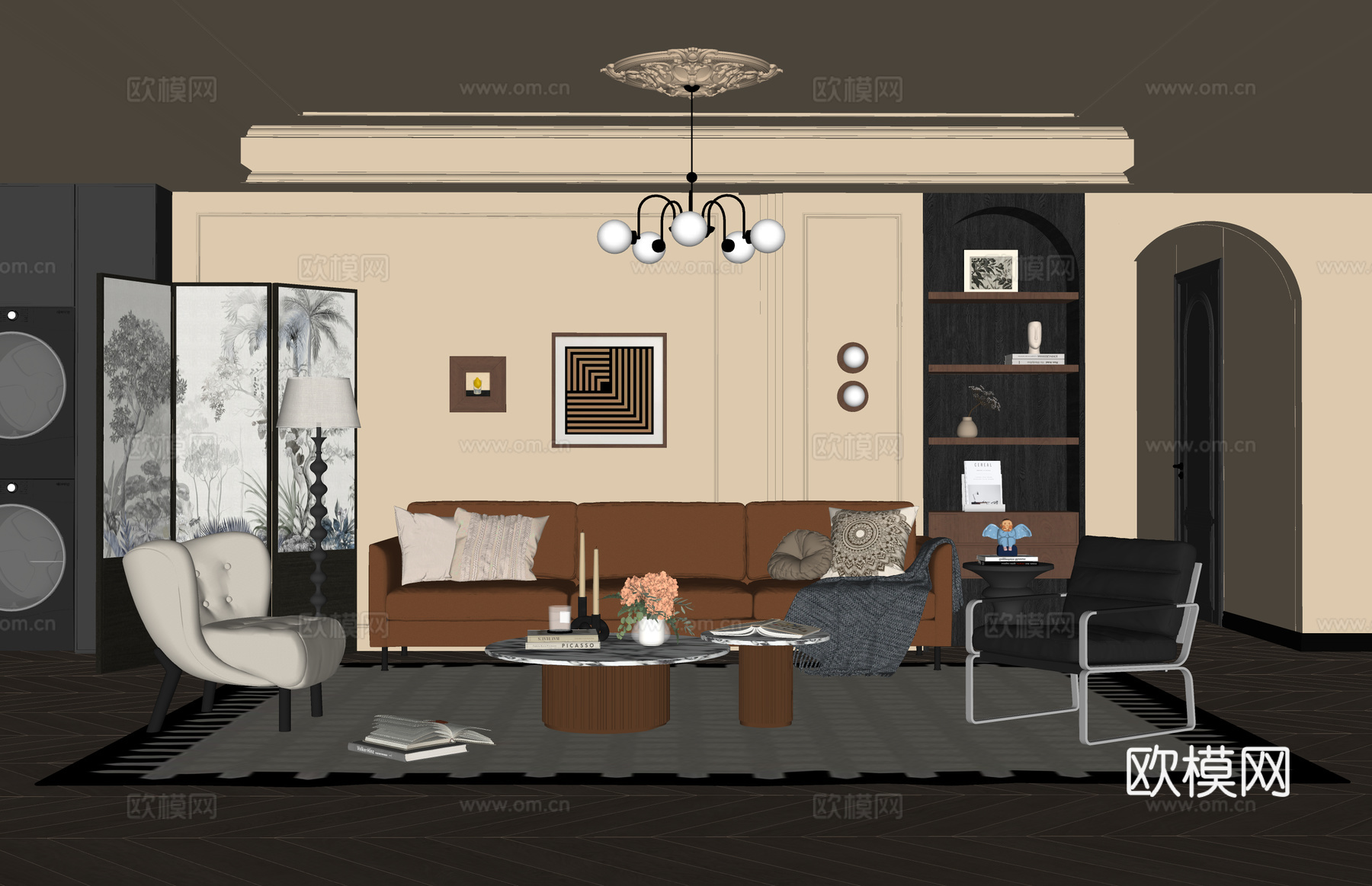 餐厅 衣帽间 客厅 卫生间 家装su模型