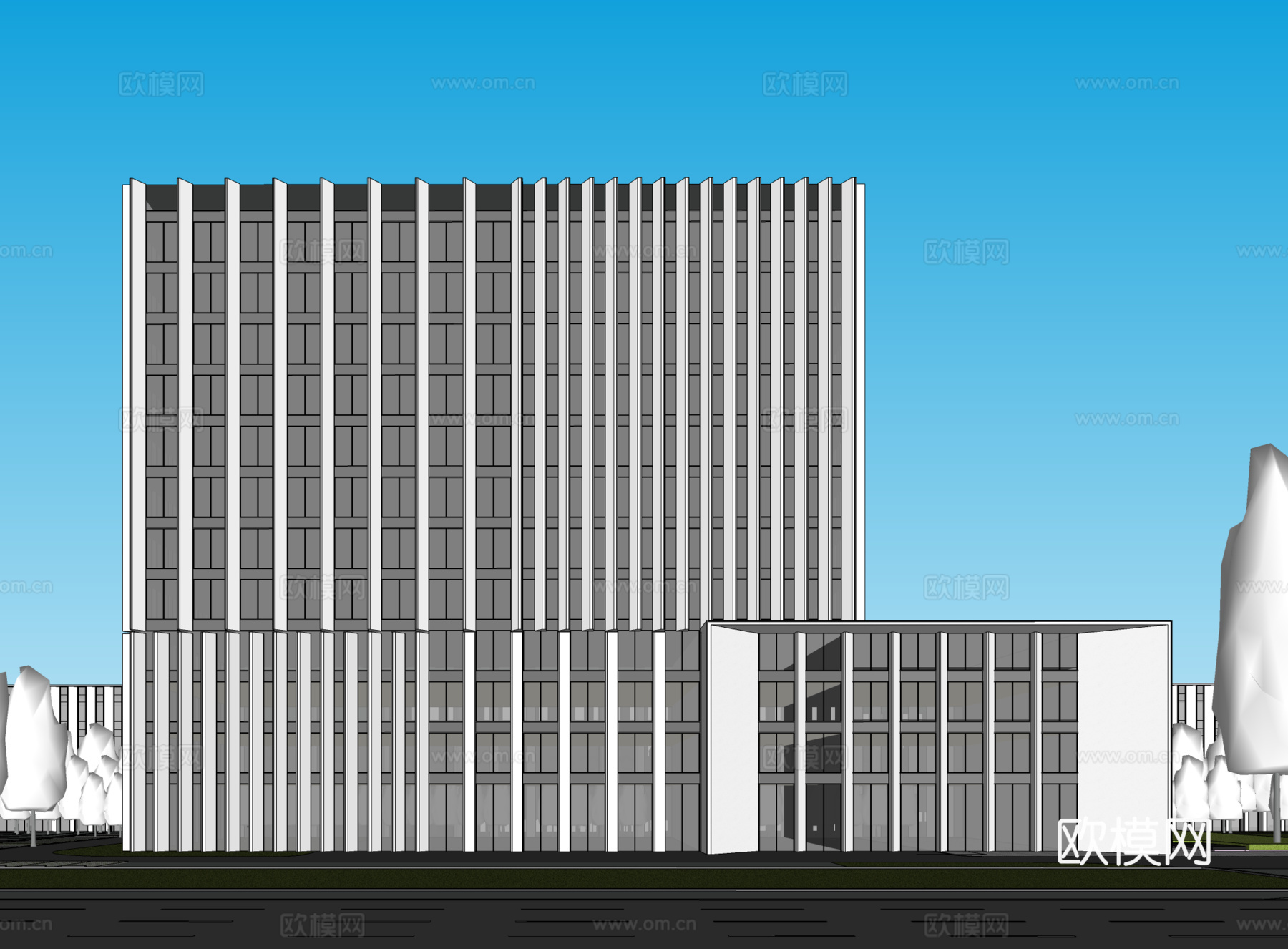现代工业厂房 现代产业园 多层办公 厂房 产 产业园 办公楼su模型