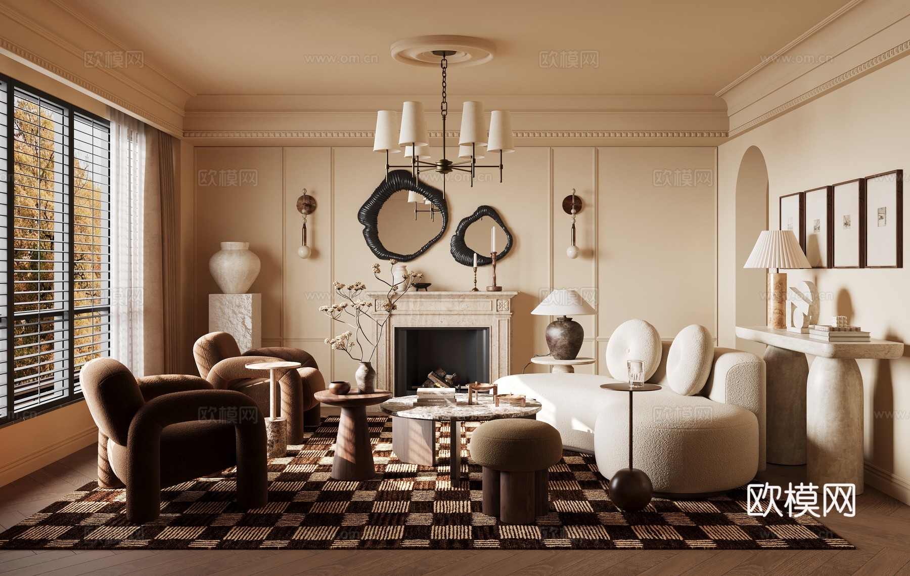 法式中古风客厅su模型