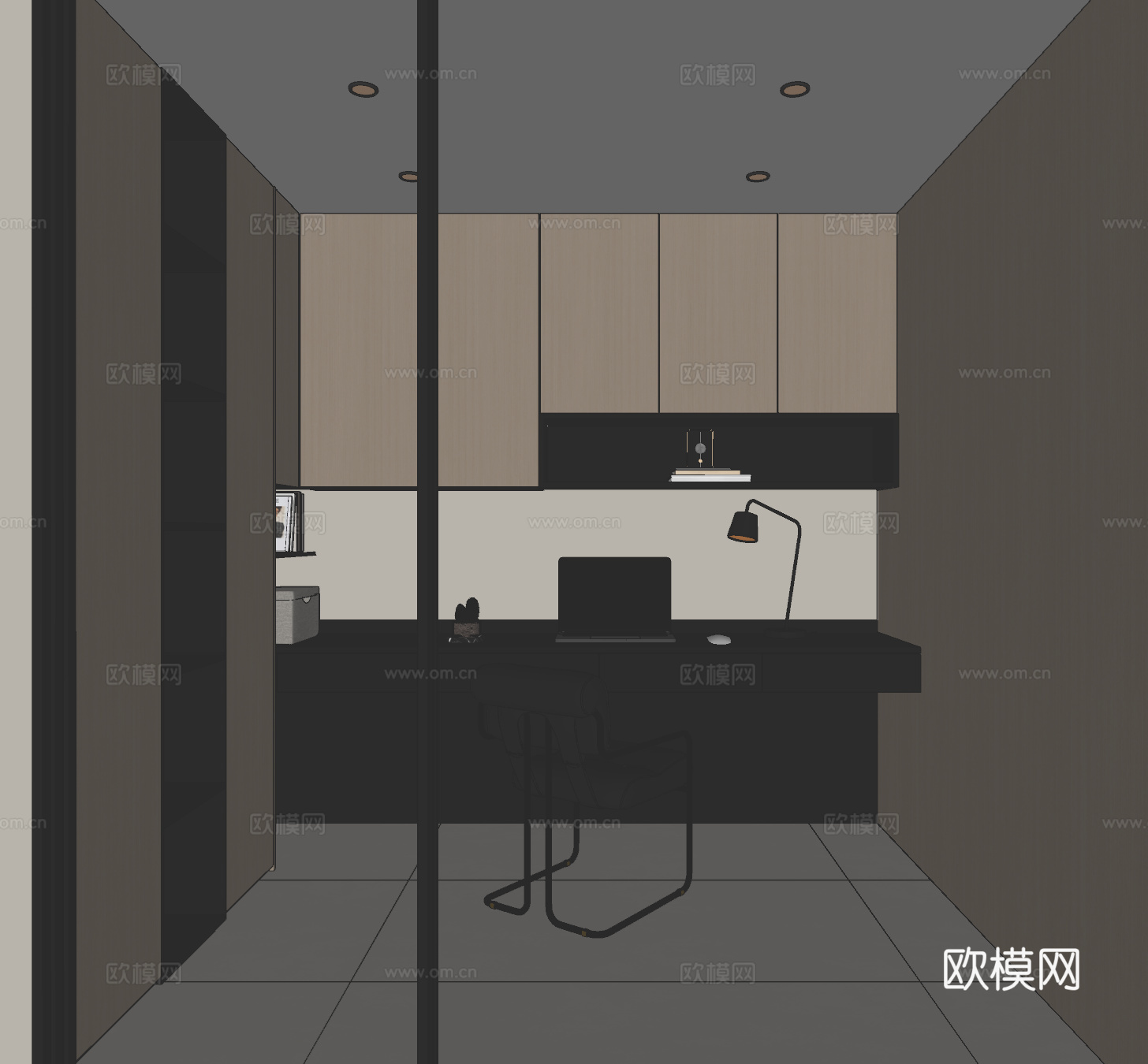 意式书房su模型