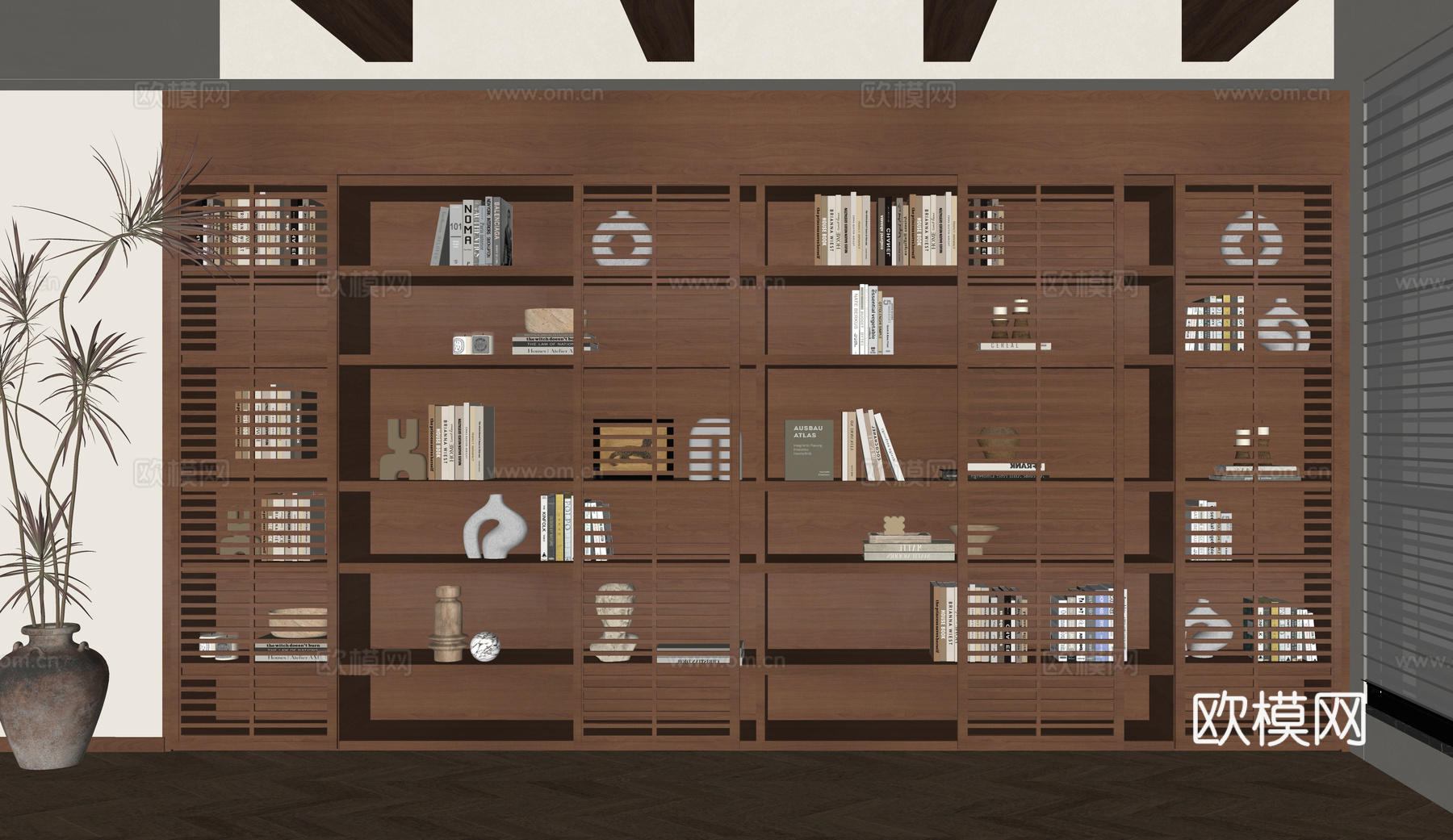 现代书柜 书架su模型