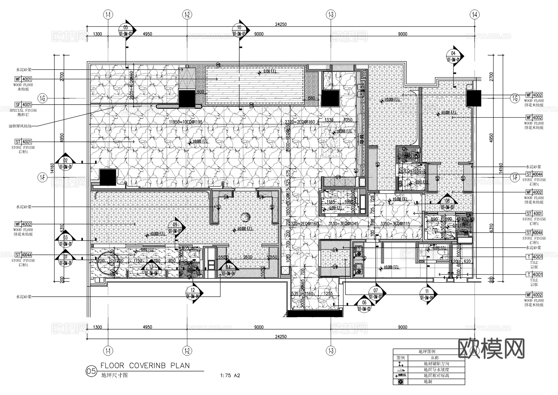 400㎡家装大平层全套施工图   CAD家装施工图   样板cad施工图
