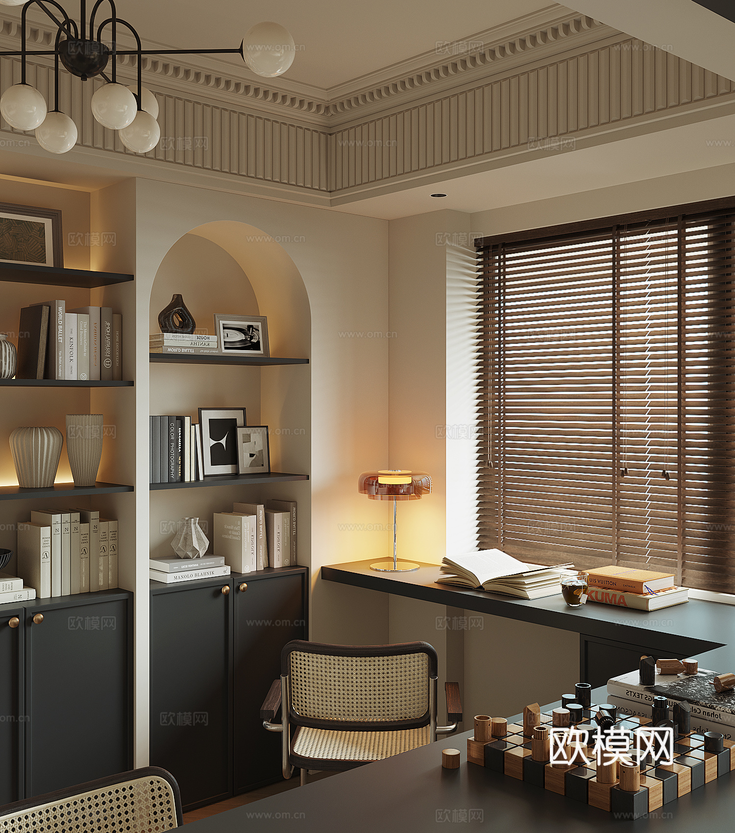 法式中古风书房su模型