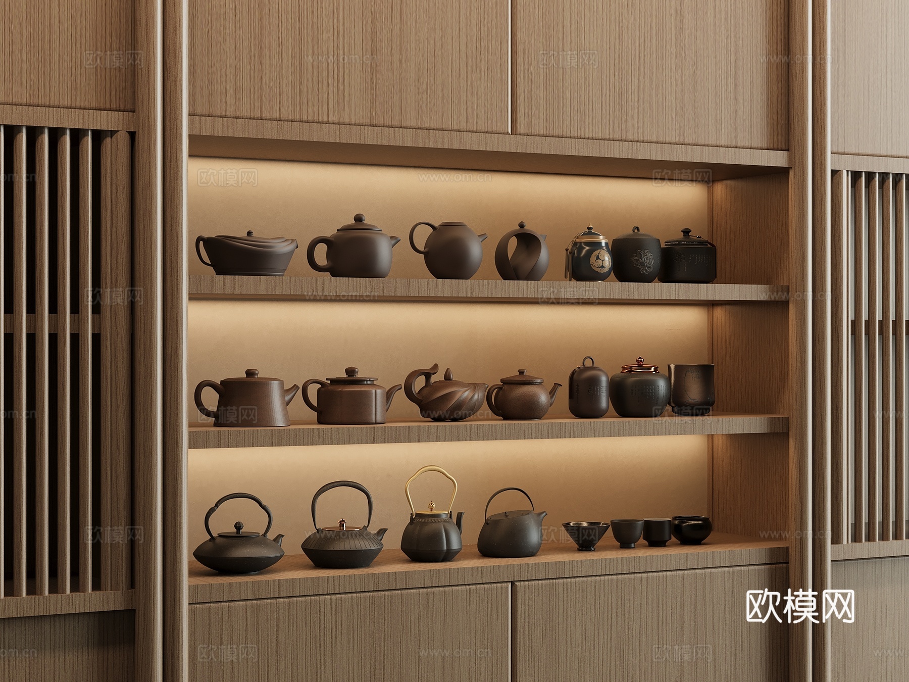 现代茶壶茶具su模型