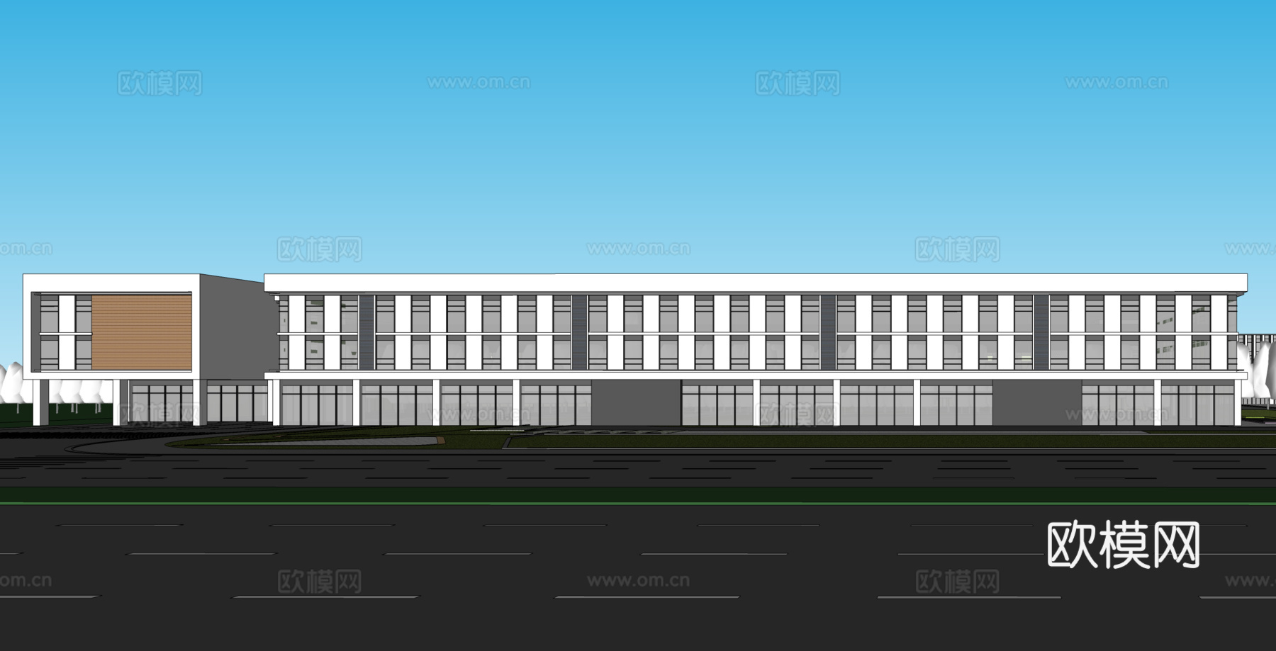 现代工业厂房 现代产业园 多层办公 厂房 产 产业园 办公楼su模型