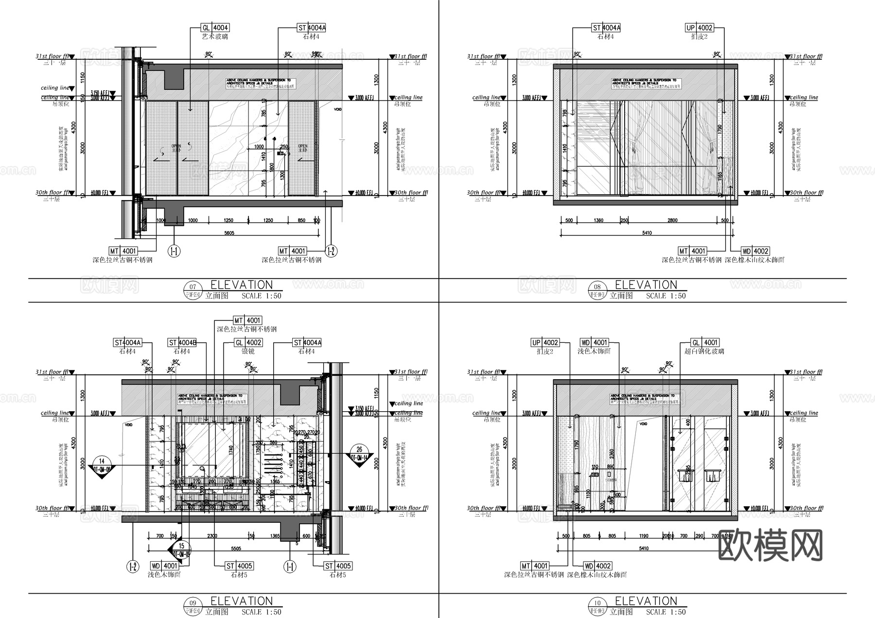 400㎡家装大平层全套施工图   CAD家装施工图   样板cad施工图