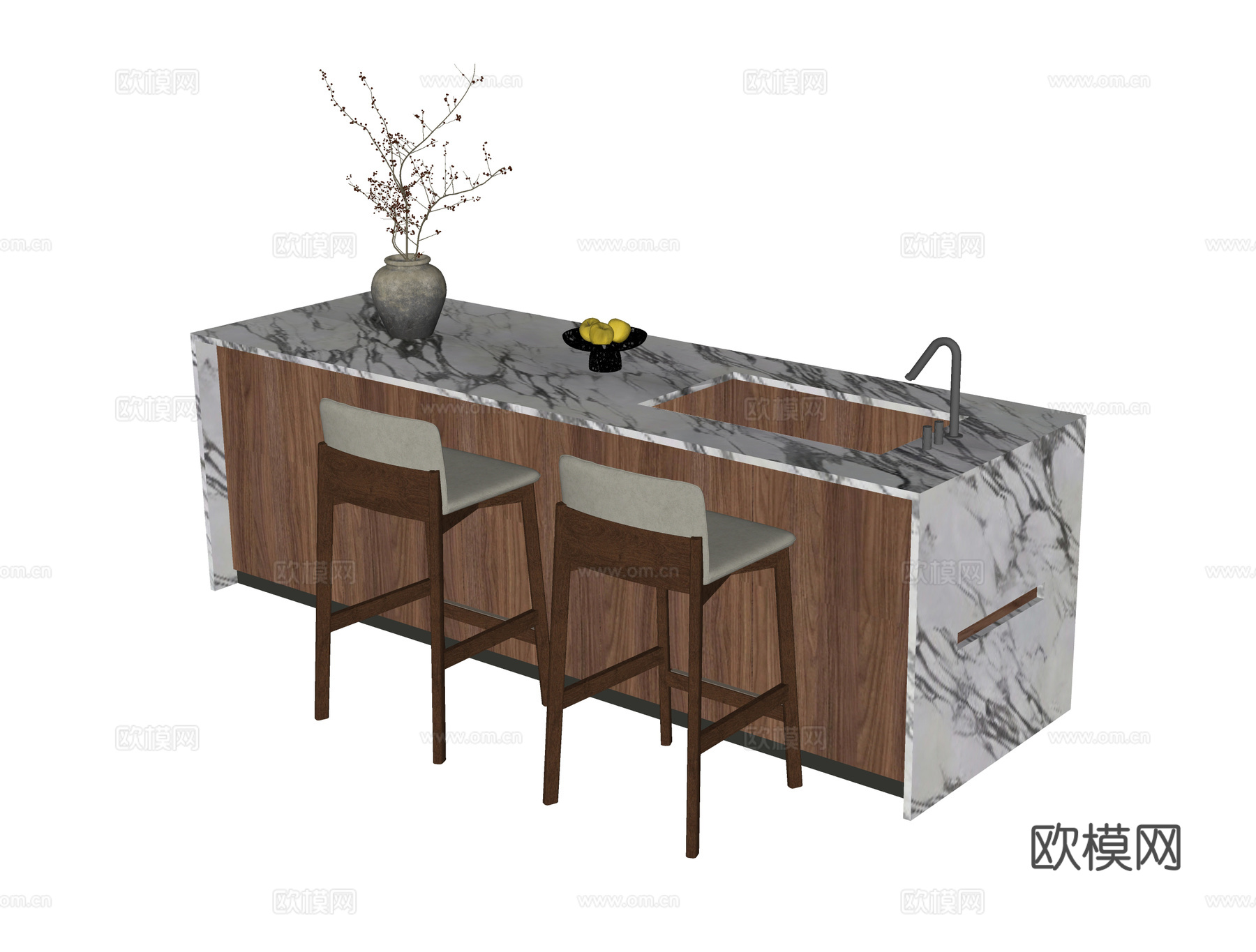 现代吧台吧椅su模型