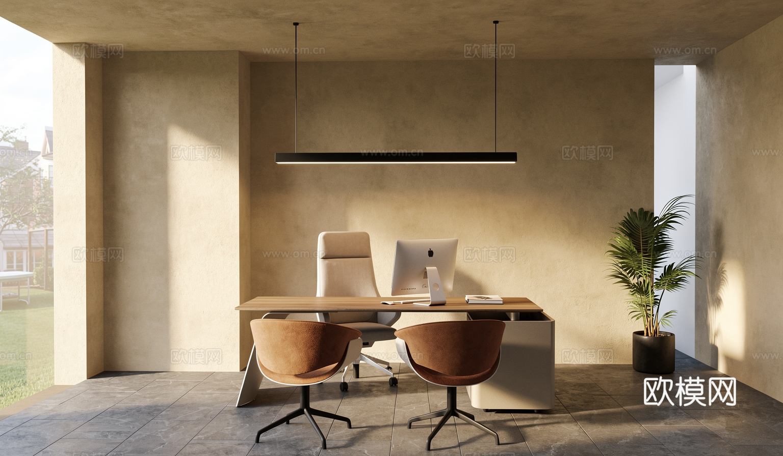 现代办公室工业风办公室独立办公室su模型
