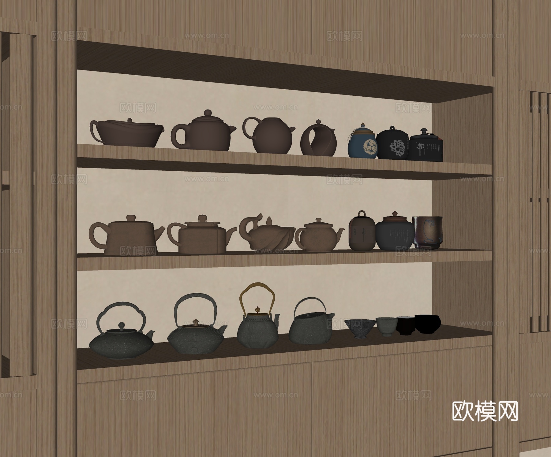 现代茶壶茶具su模型