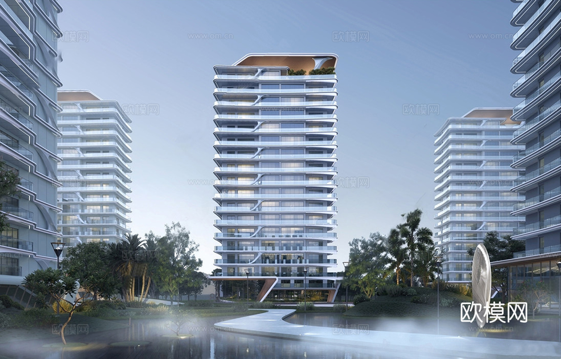 现代高层住宅  小区住宅建筑 公寓建筑su模型