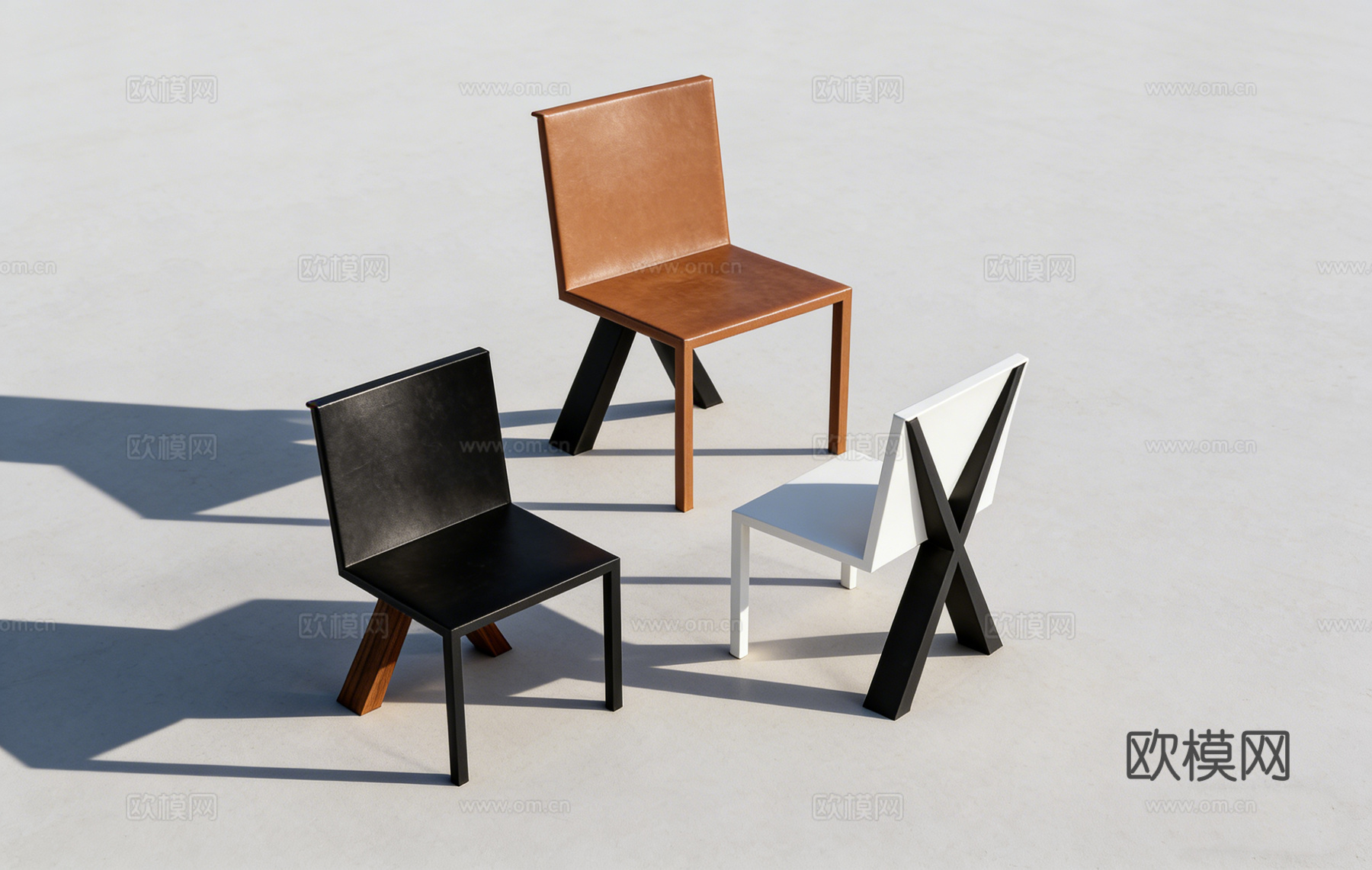 现代简约设计感单椅 休闲椅 X型椅腿 几何造型su模型