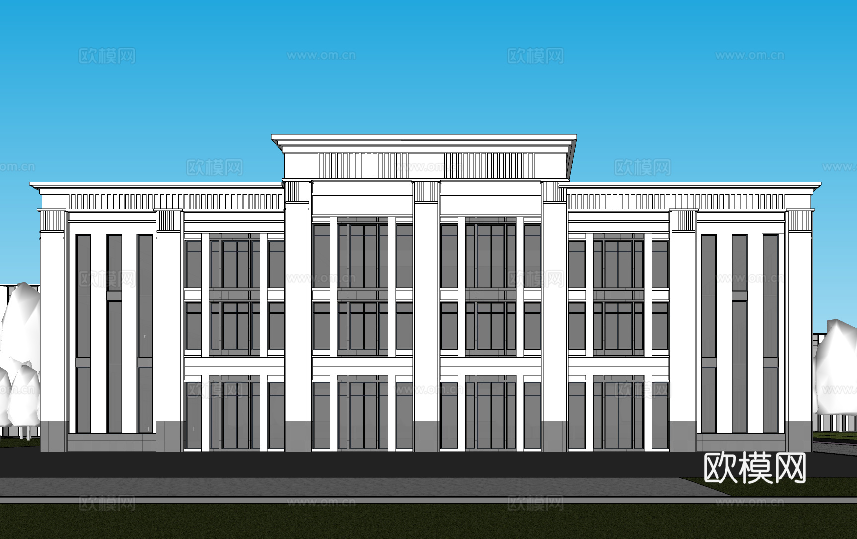 现代工业厂房 现代产业园 多层办公 厂房 产 产业园 办公楼su模型