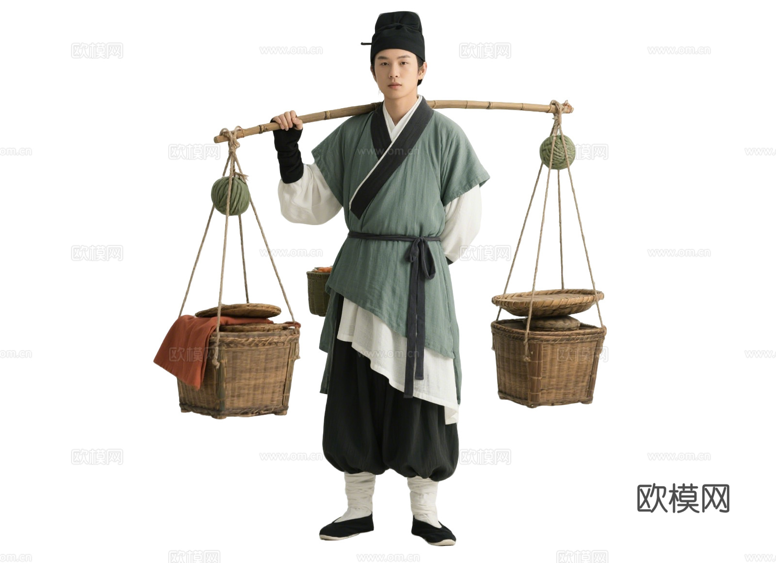 PS免抠古装人物 古代男子 古代货郎 古装没卖货郎 古代小商