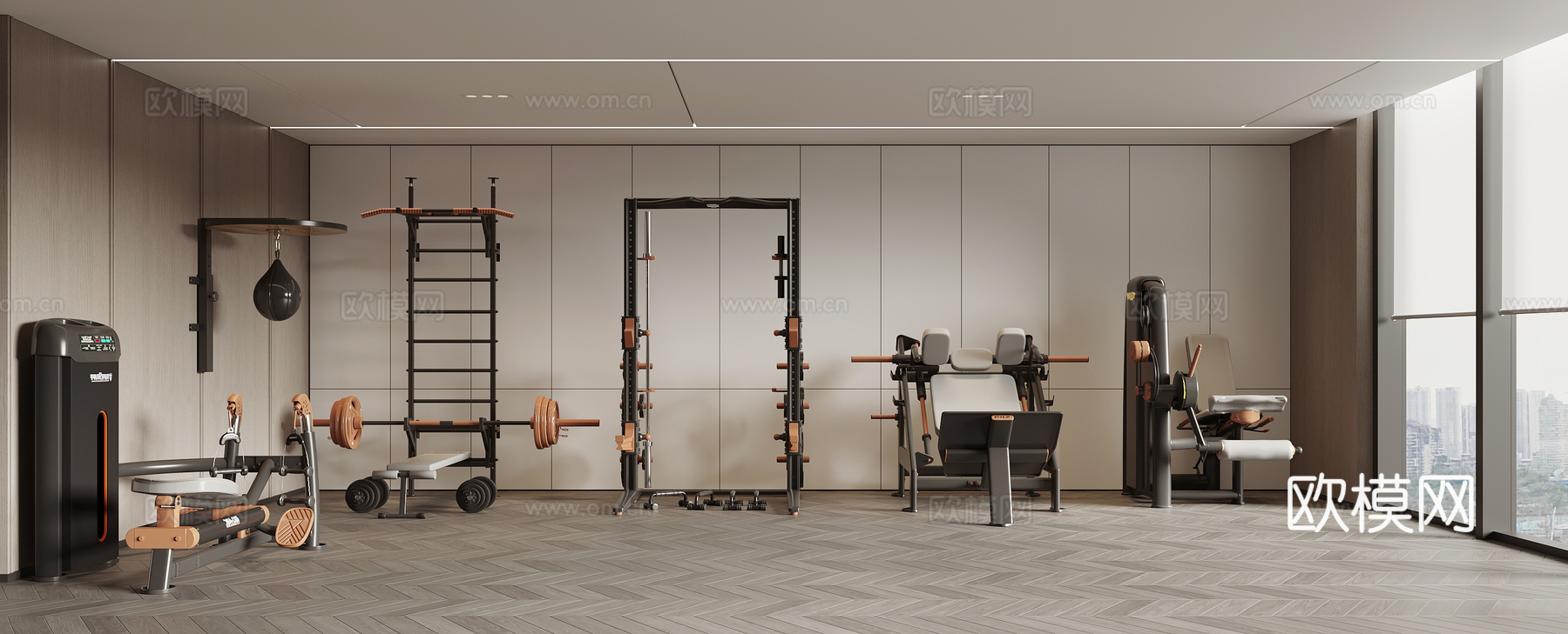 现代健身器材su模型