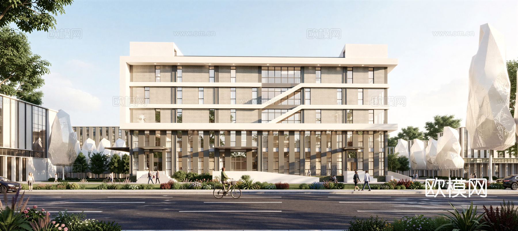 现代工业厂房 现代产业园 多层办公 厂房 产 产业园 办公楼su模型