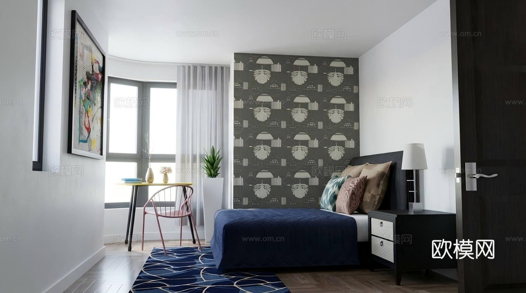 现代简约卧室su模型