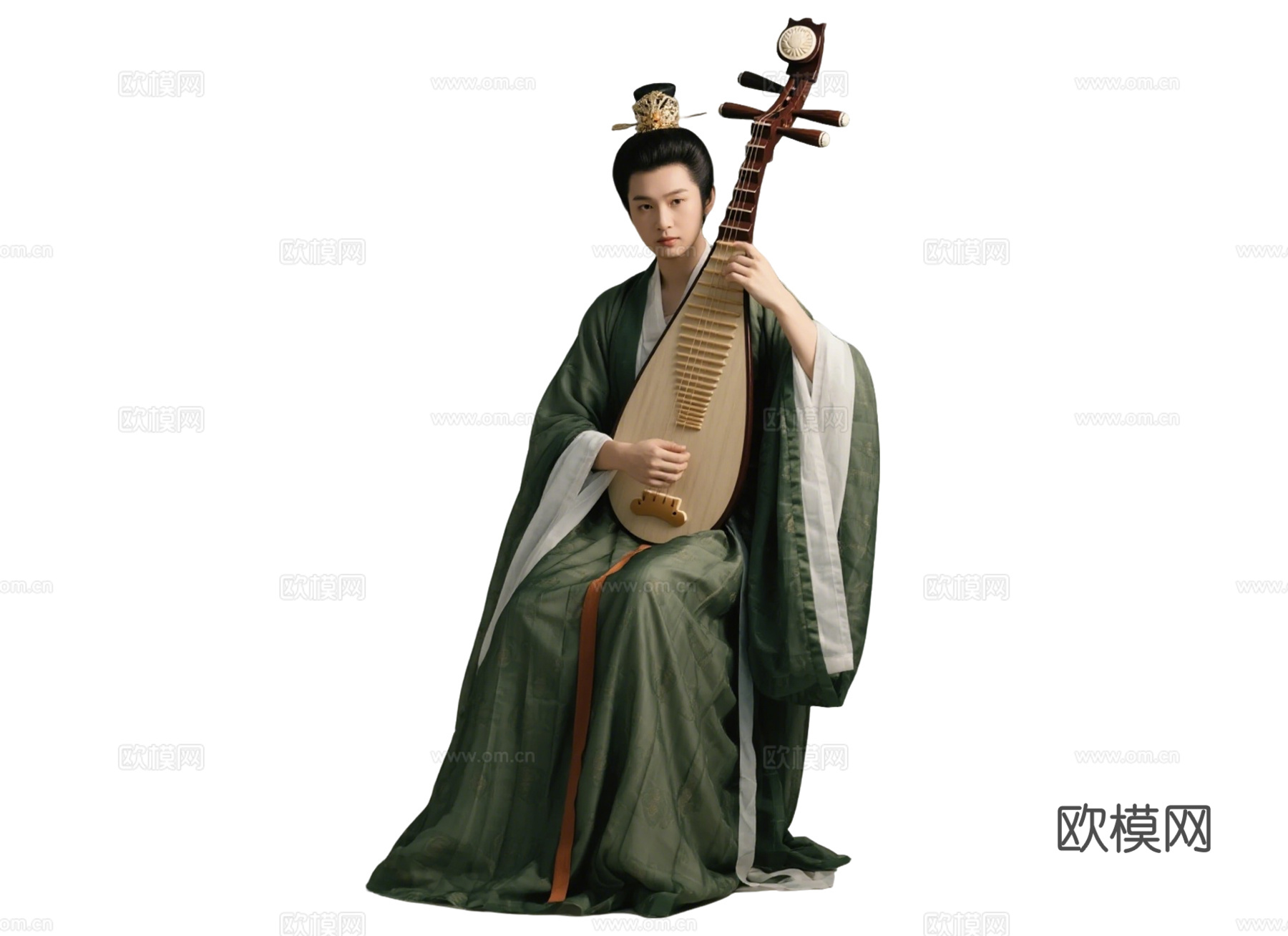 PS免抠古装女子 宫廷乐师 古装乐师 古装弹琵琶 影视剧角色