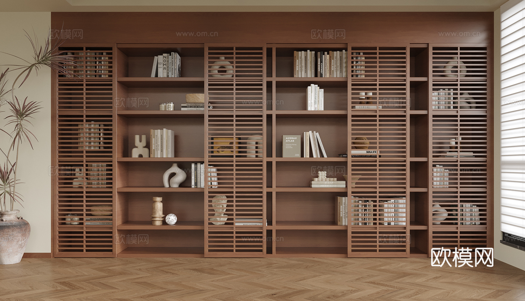 现代书柜 书架su模型