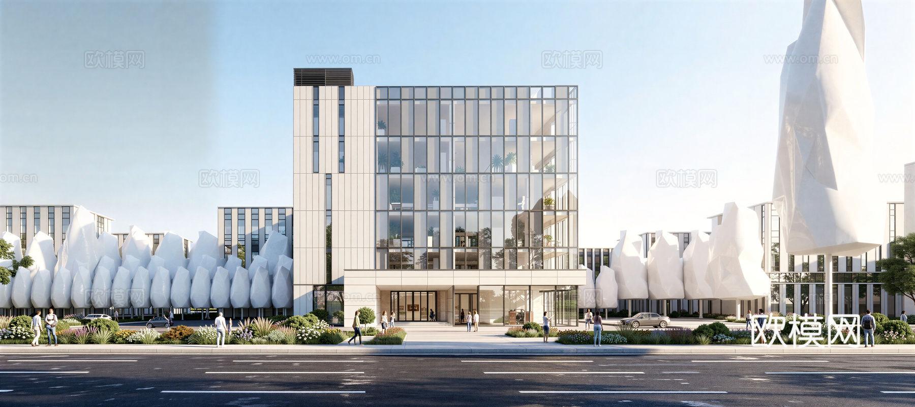 现代工业厂房 现代产业园 多层办公 厂房 产 产业园 办公楼su模型