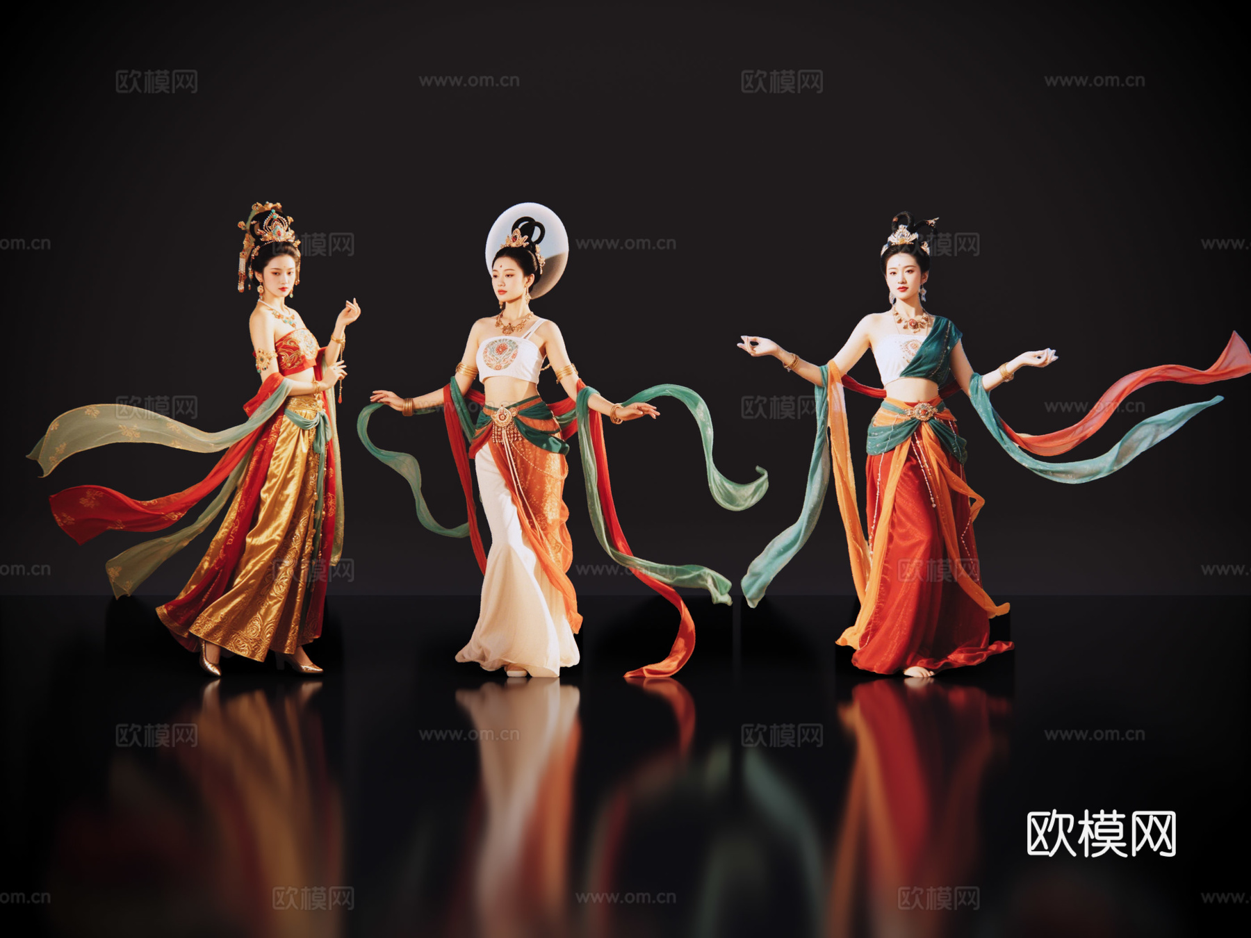 2D敦煌美女 敦煌舞蹈 古装美女 古典美人 跳舞su模型