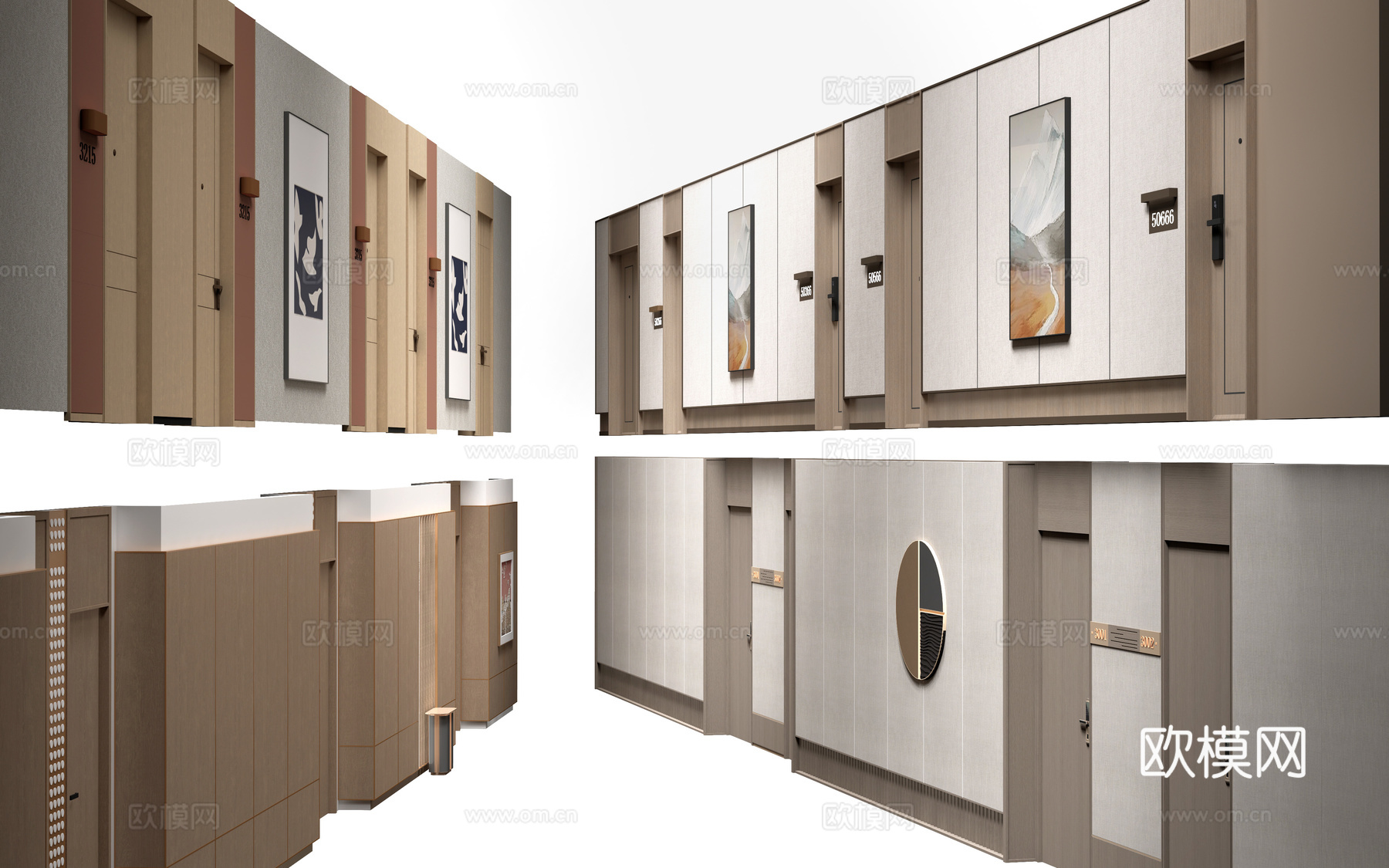 现代办公室走廊 酒店走廊 过道su模型