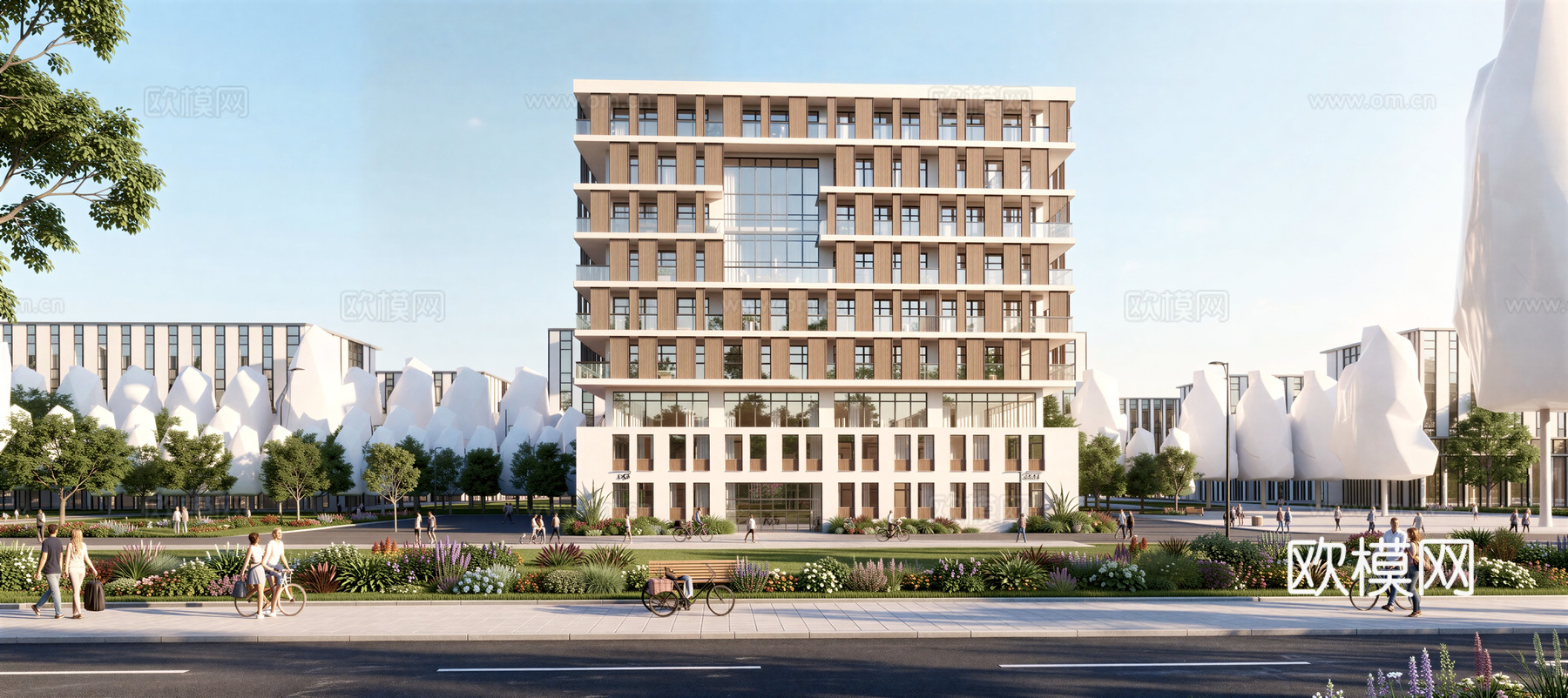 现代工业厂房 现代产业园 多层办公 厂房 产 产业园 办公楼su模型