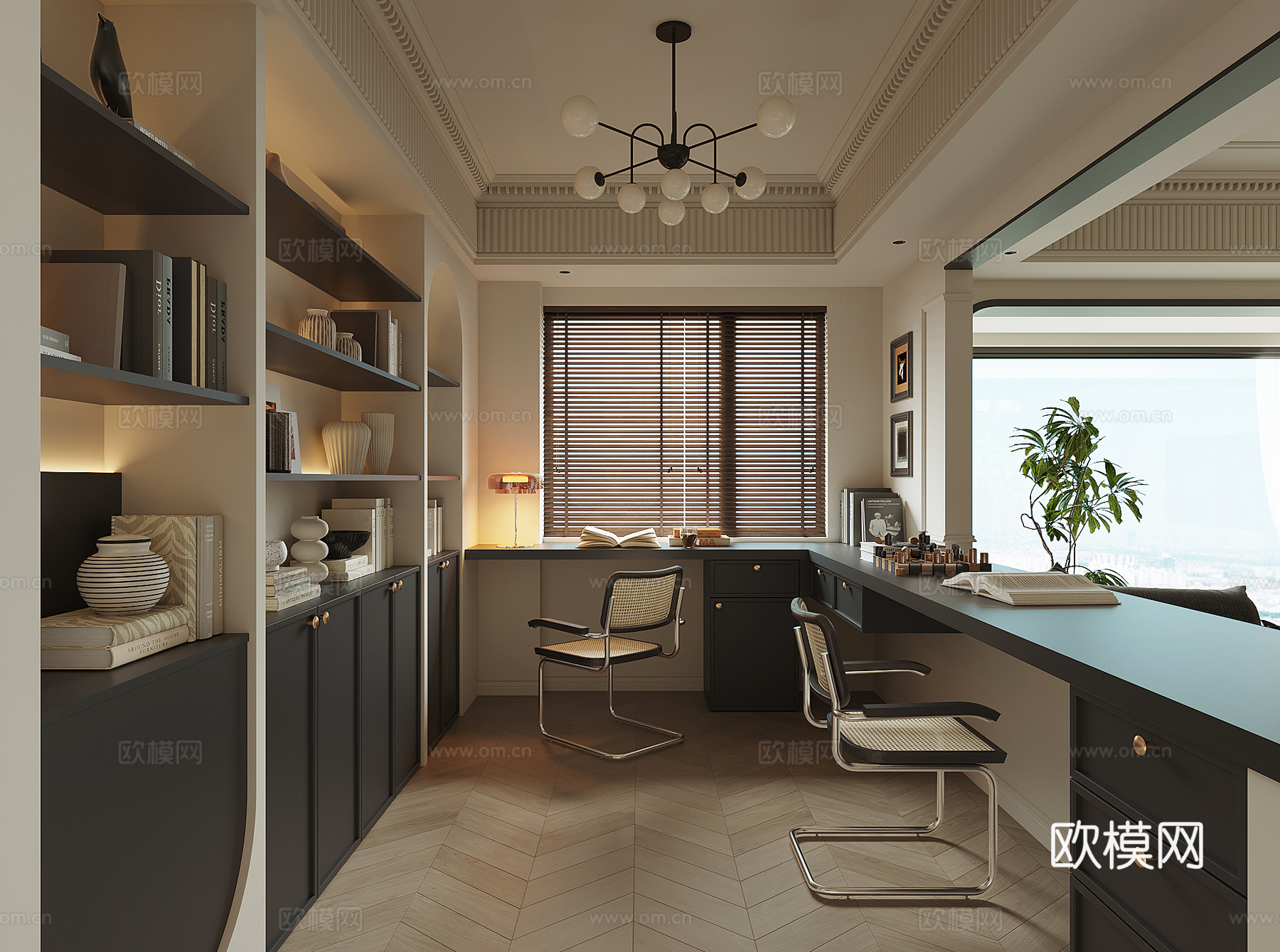 法式中古风书房su模型