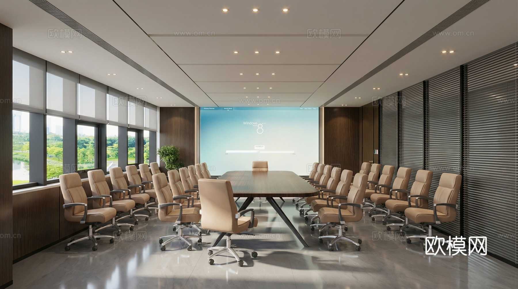 现代网红会议室su模型