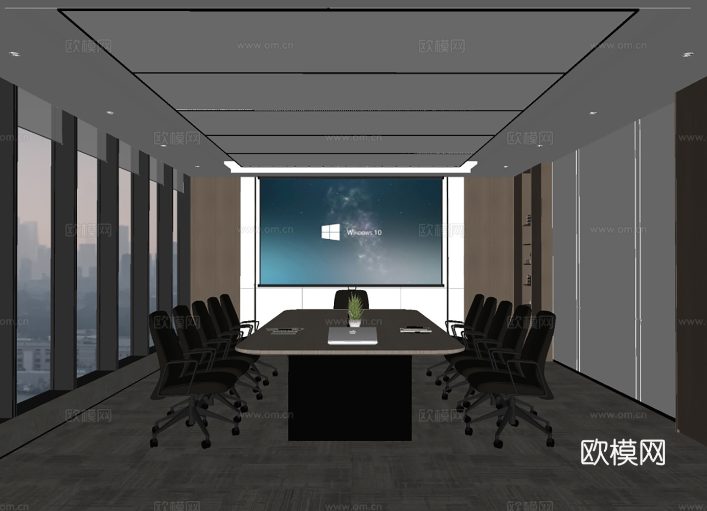 现代会议室su模型