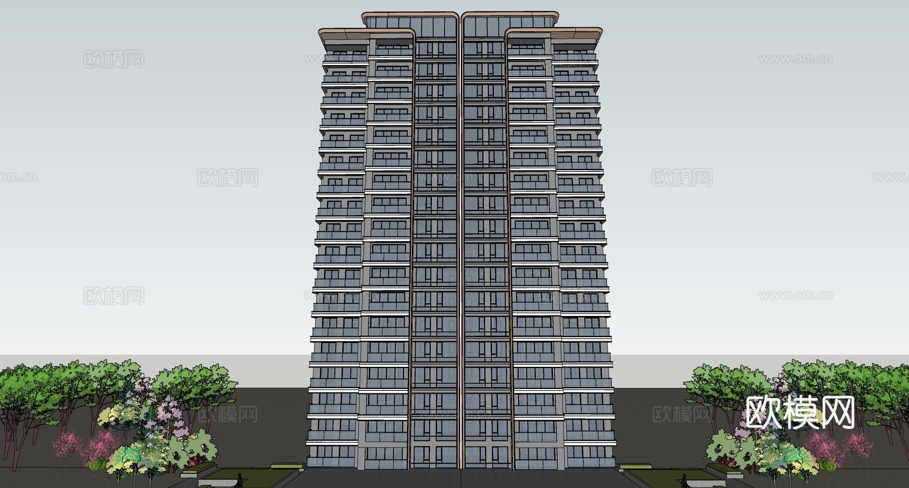现代高层住宅  小区住宅建筑su模型