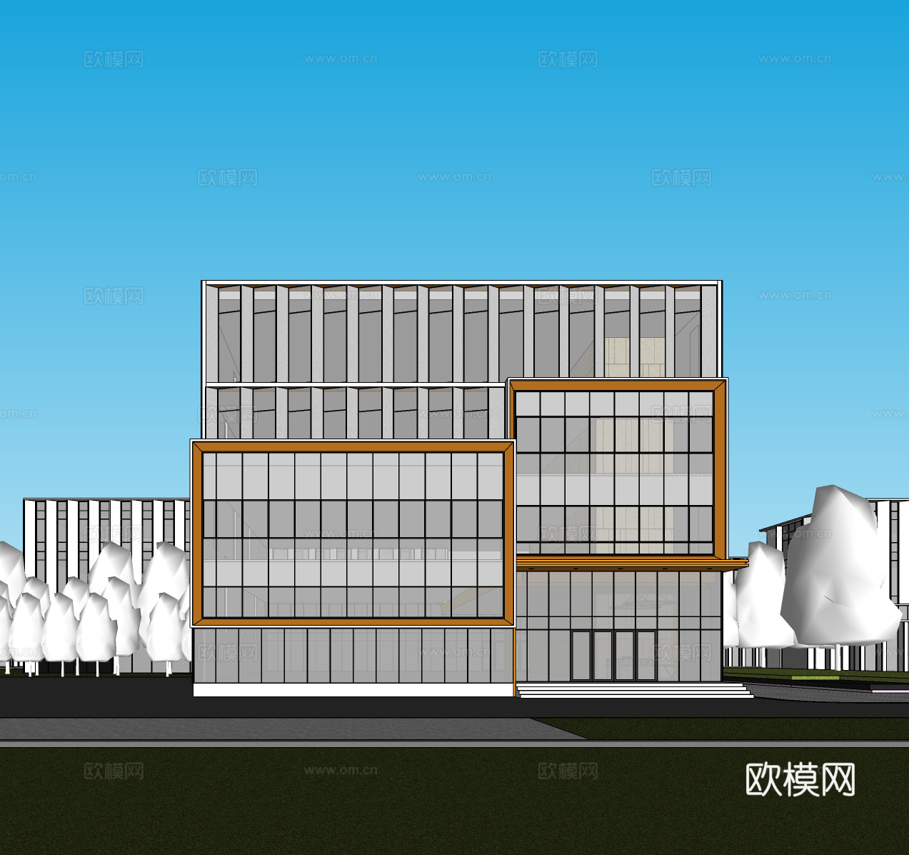 现代工业厂房 现代产业园 多层办公 厂房 产 产业园 办公楼su模型