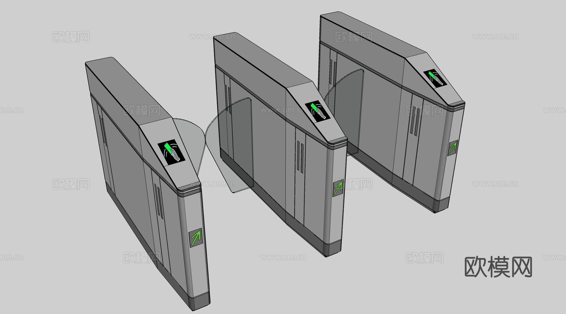 现代入口闸机 门禁机 大堂门禁su模型