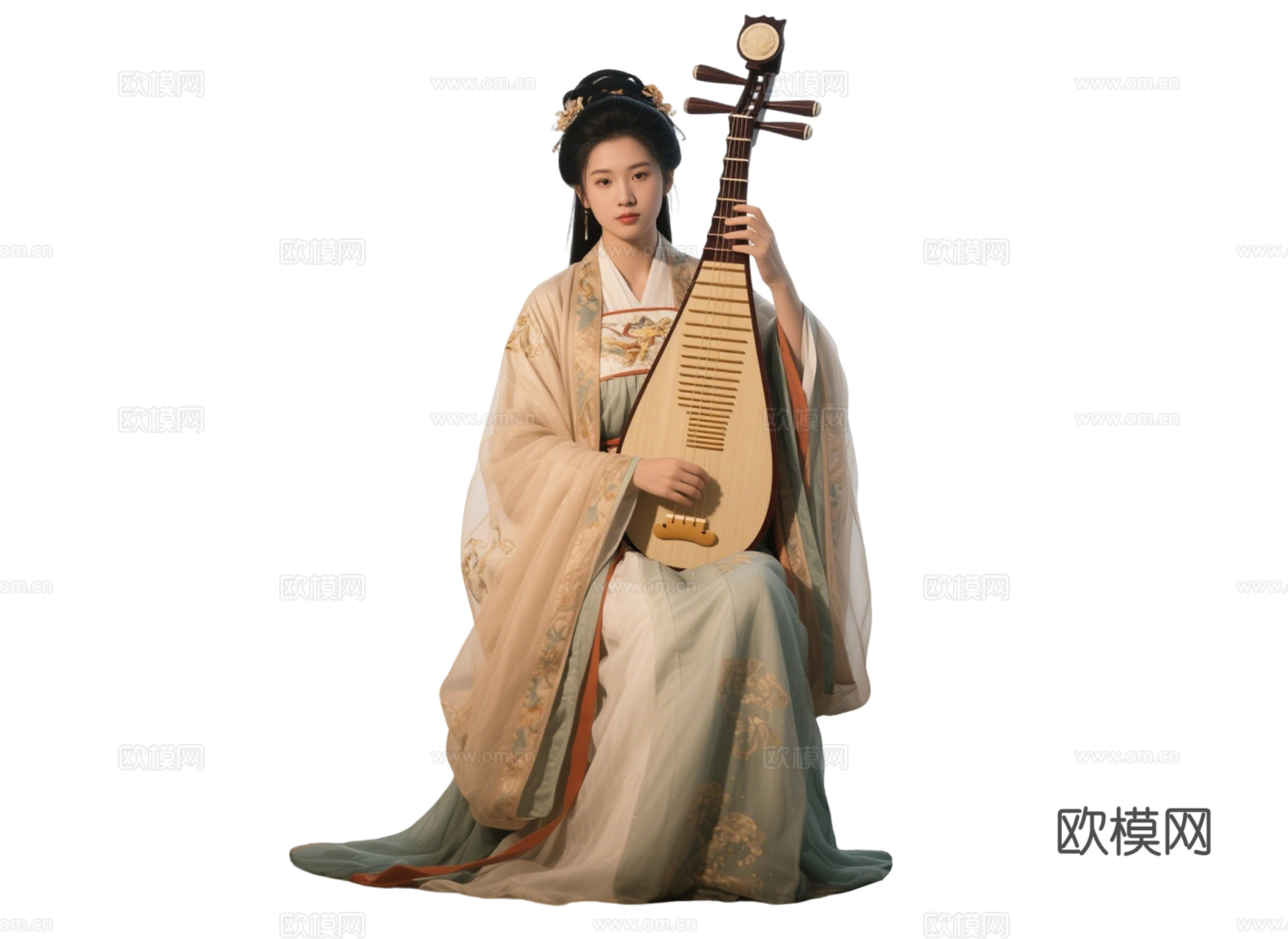 PS免抠古装女子 宫廷乐师 古装乐师 古装弹琵琶 影视剧角色